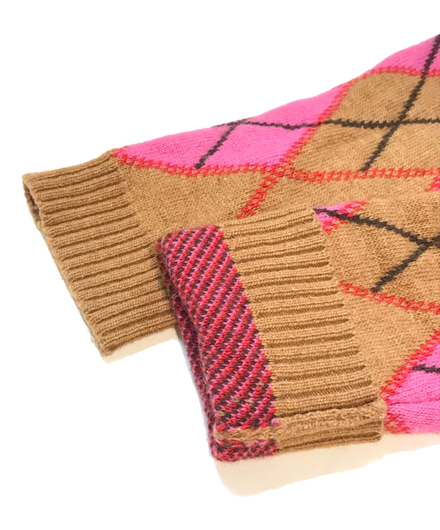 中古・古着通販】Ganni (ガニー) アーガイルニット ベージュ サイズ:S