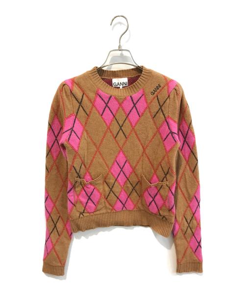 中古・古着通販】Ganni (ガニー) アーガイルニット ベージュ サイズ:S