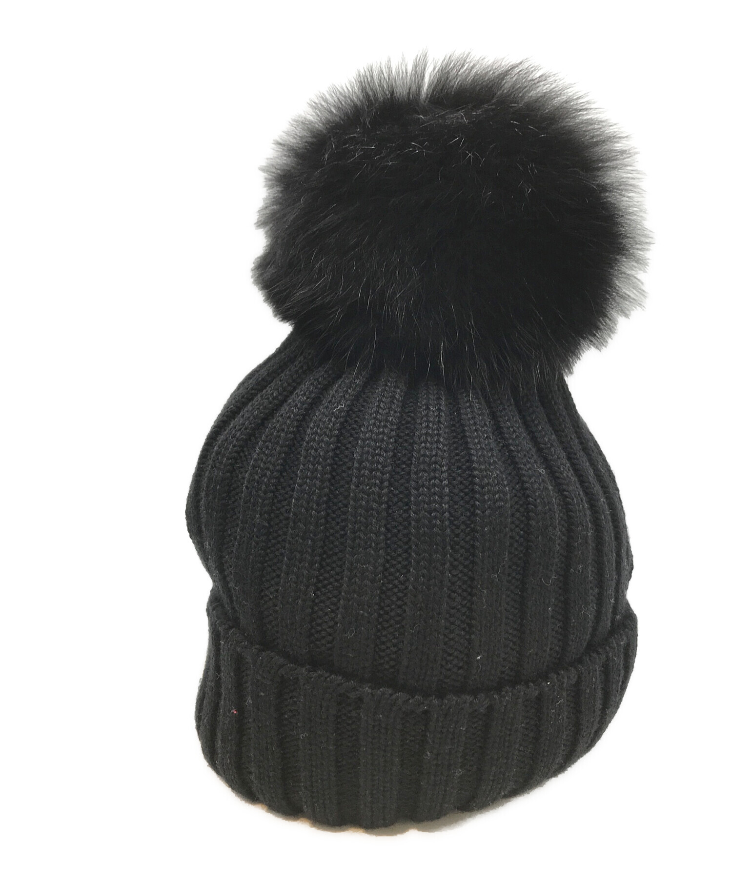 SALE★Moncler モンクレール ニット帽　新品　未使用　タグ付　ブラック 中古・古着通販】MONCLER (モンクレール) ファー付ニットキャップ
