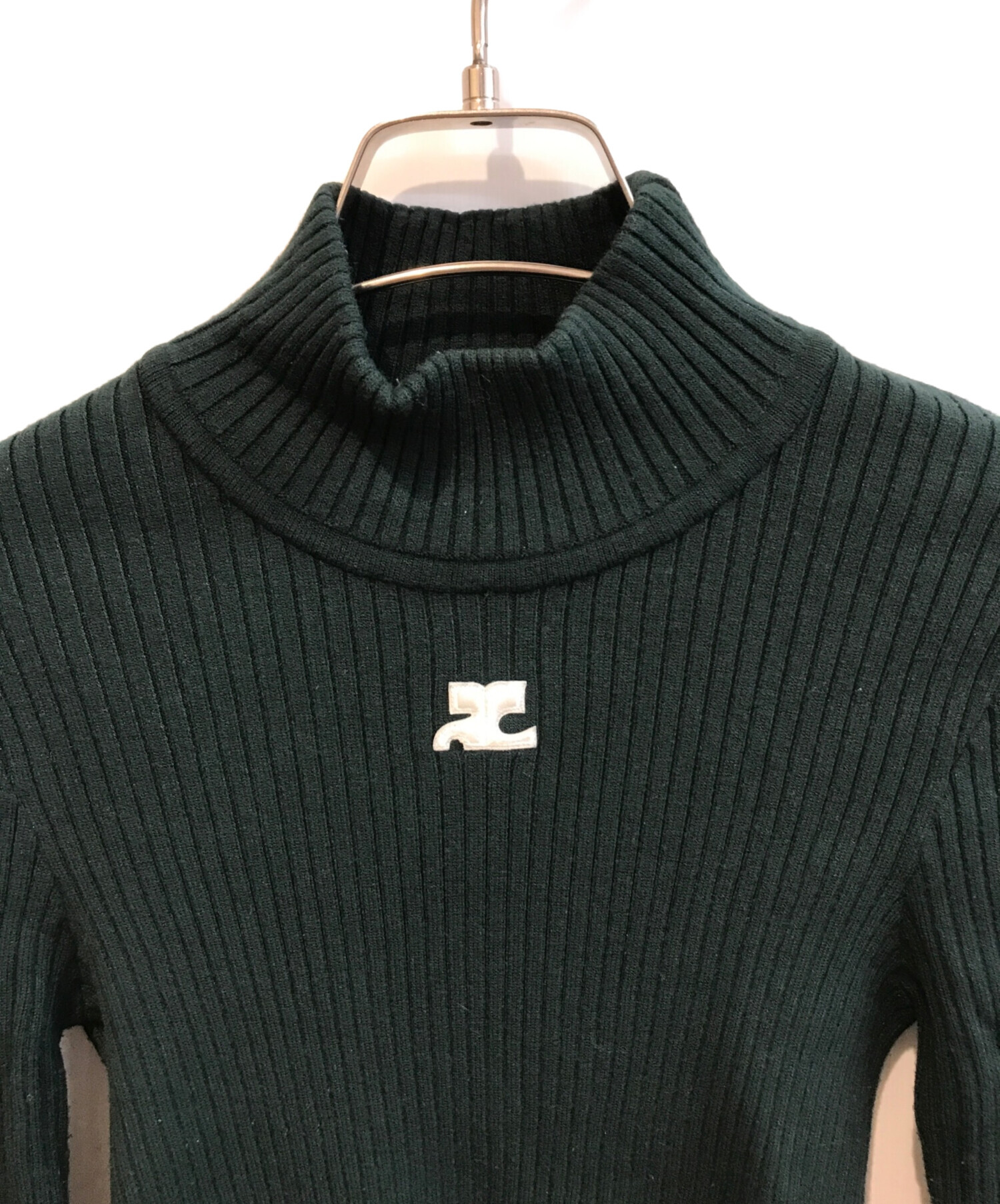 中古・古着通販】courreges (クレージュ) モックネックリブロゴニット