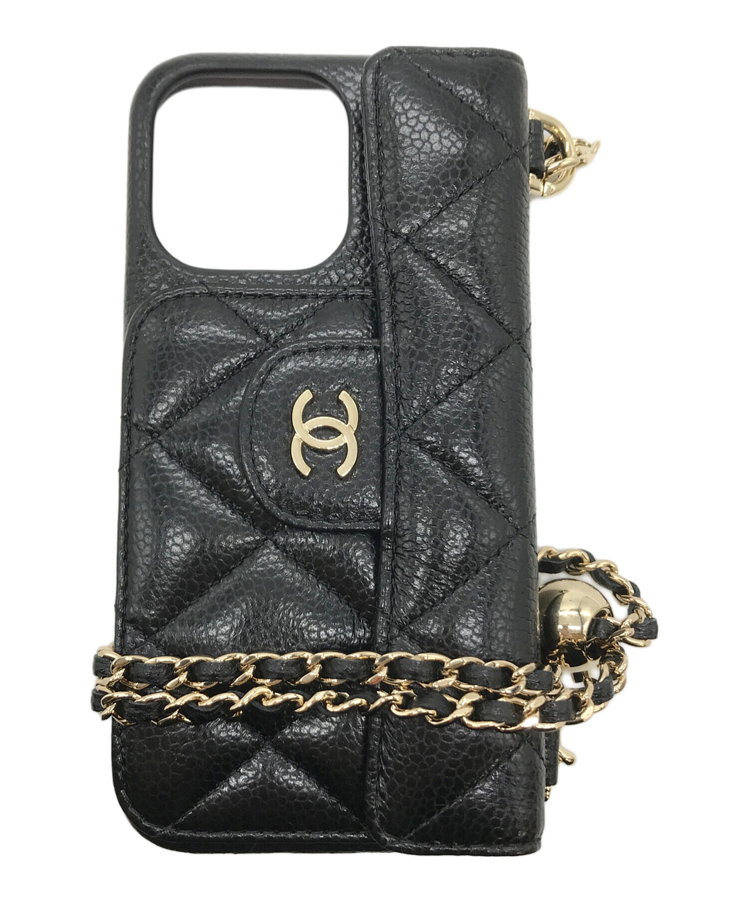 CHANEL iPhone14proブラックレザー ショルダーケース 中古・古着通販