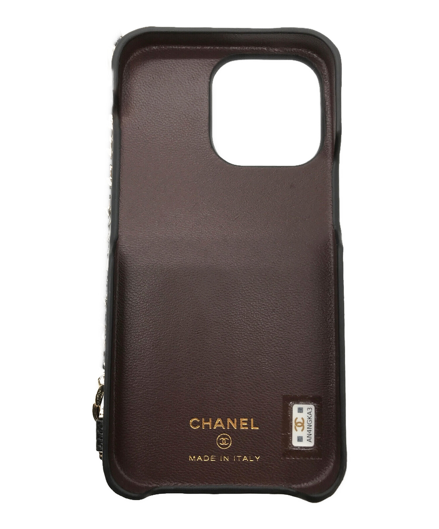 CHANEL ブラックレザーiPhone14,Proカバー 中古・古着通販】CHANEL (シャネル) iPhone14Proショルダーケース