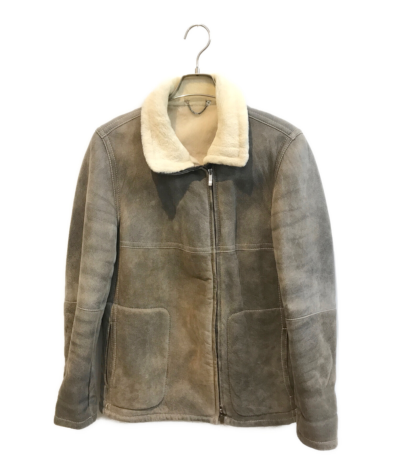 マックスマーラムートンブルゾン 中古・古着通販】MaxMara (マックスマーラ) ムートンジャケット グレー