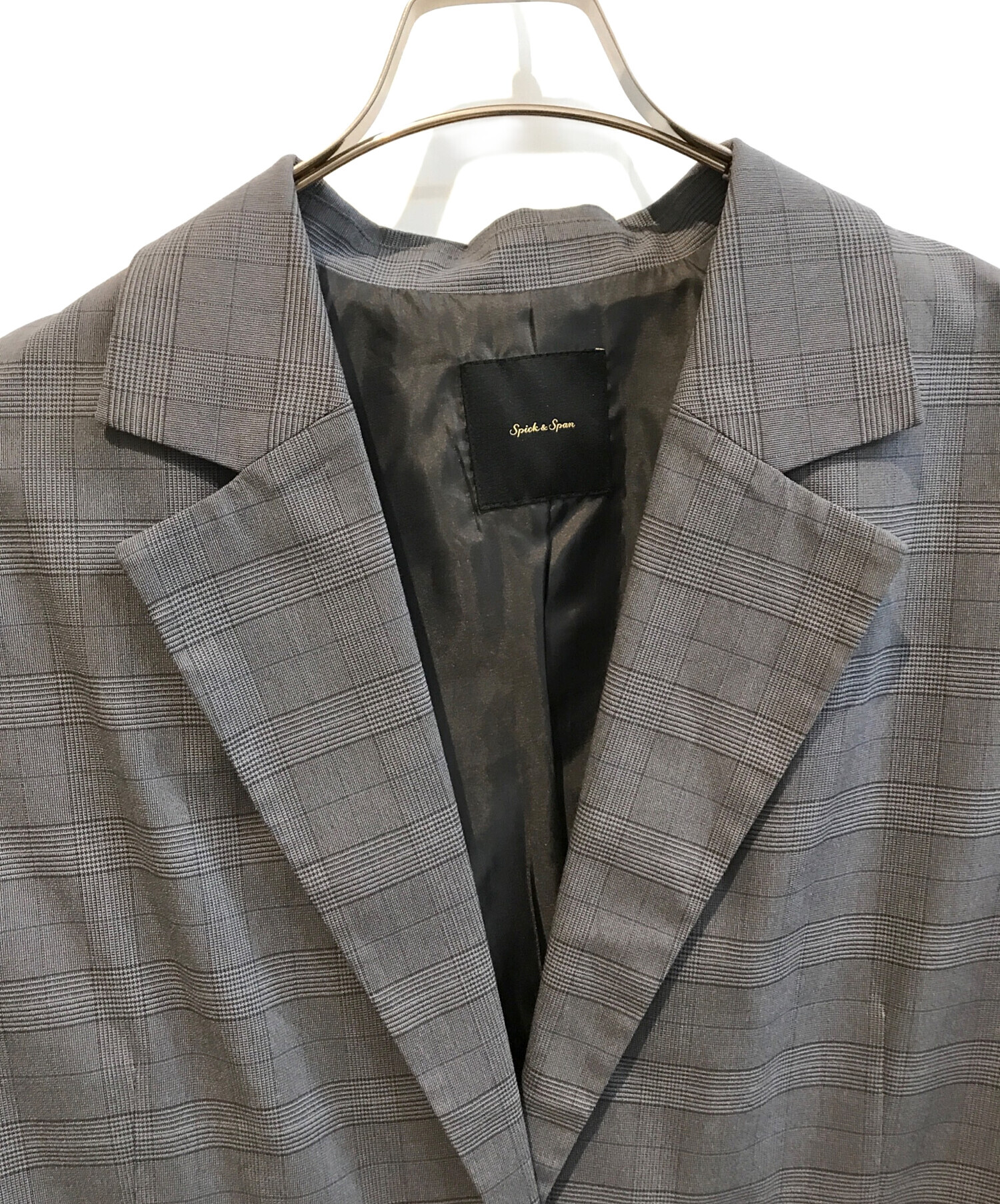 2024 Spick & Span チェックルーズジャケット　38　グレー 中古・古着通販】Spick and Span (スピック＆スパン) チェックルーズ