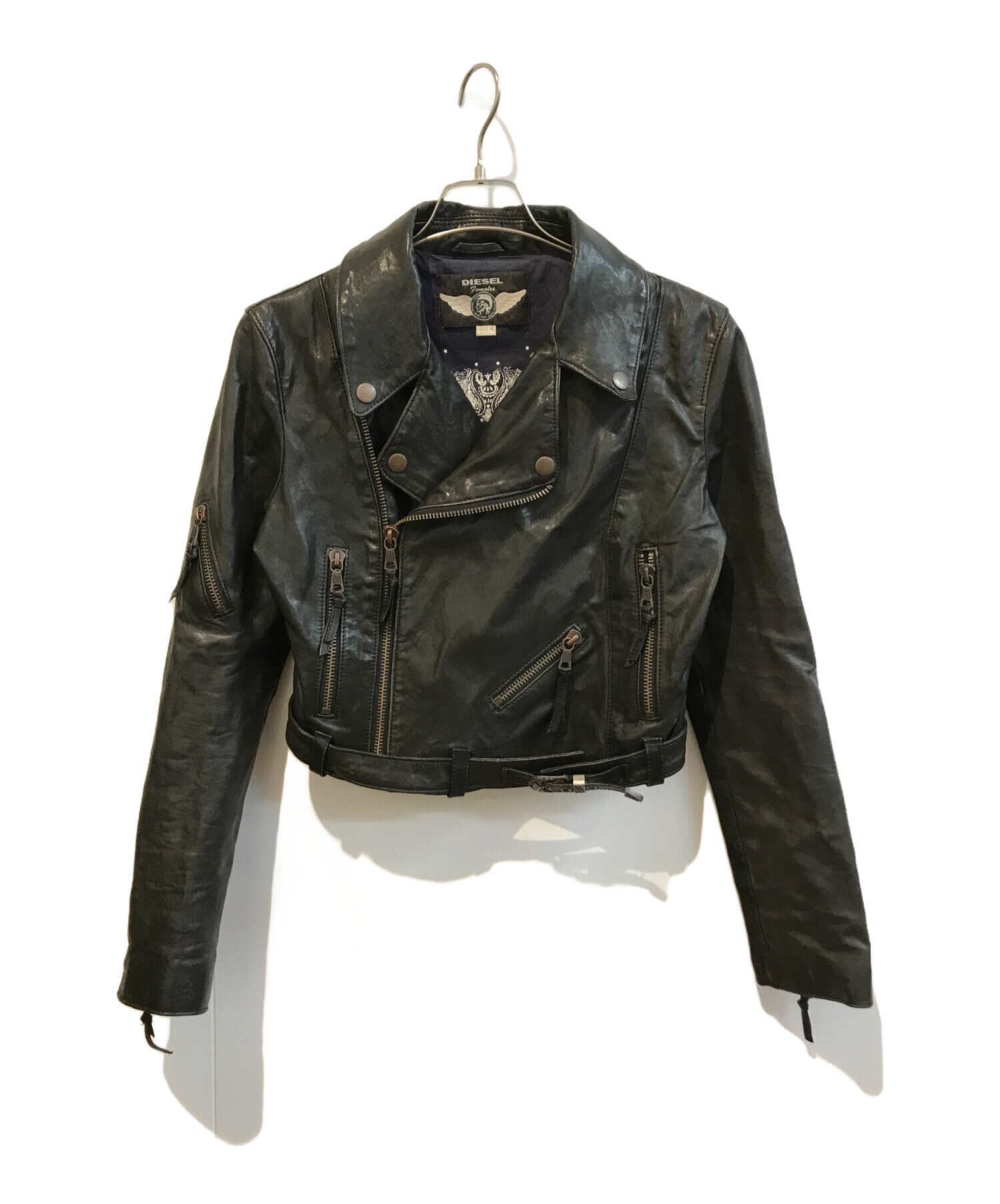 中古・古着通販】DIESEL (ディーゼル) レザージャケット ブラック 
