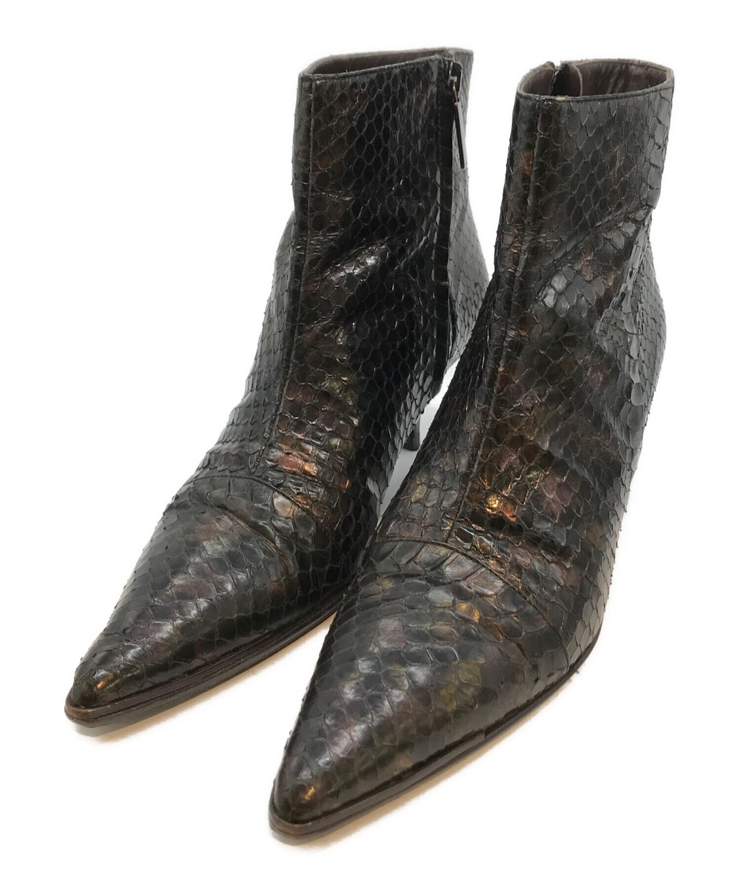GUCCI 本革ショートブーツ 中古・古着通販】GUCCI (グッチ) パイソン柄ショートブーツ 104 0160