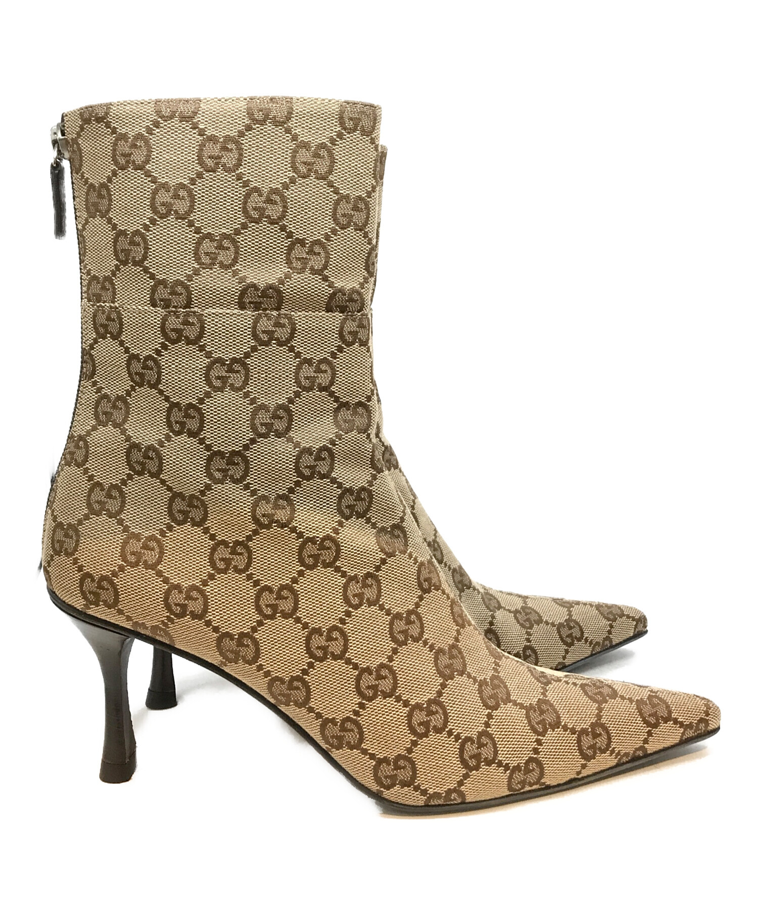 中古・古着通販】GUCCI (グッチ) GGキャンバスヒールブーツ 117028