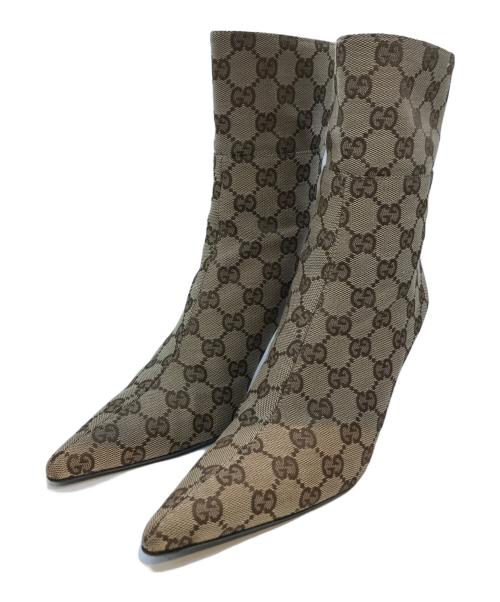 中古・古着通販】GUCCI (グッチ) GGキャンバスヒールブーツ 117028