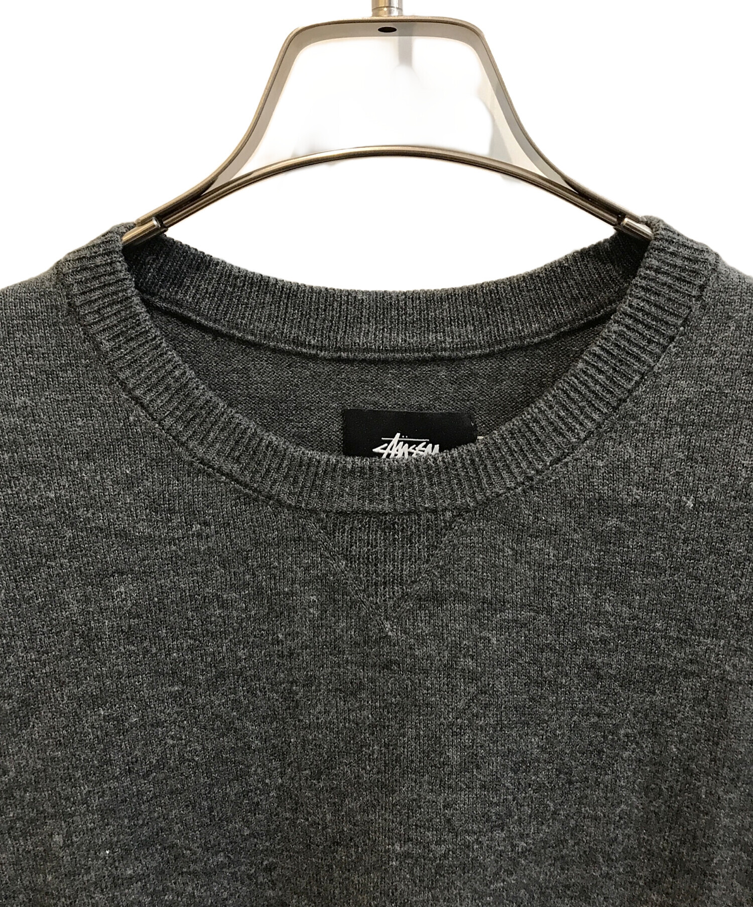 中古・古着通販】stussy (ステューシー) ロゴ刺繍クルーネックニット 