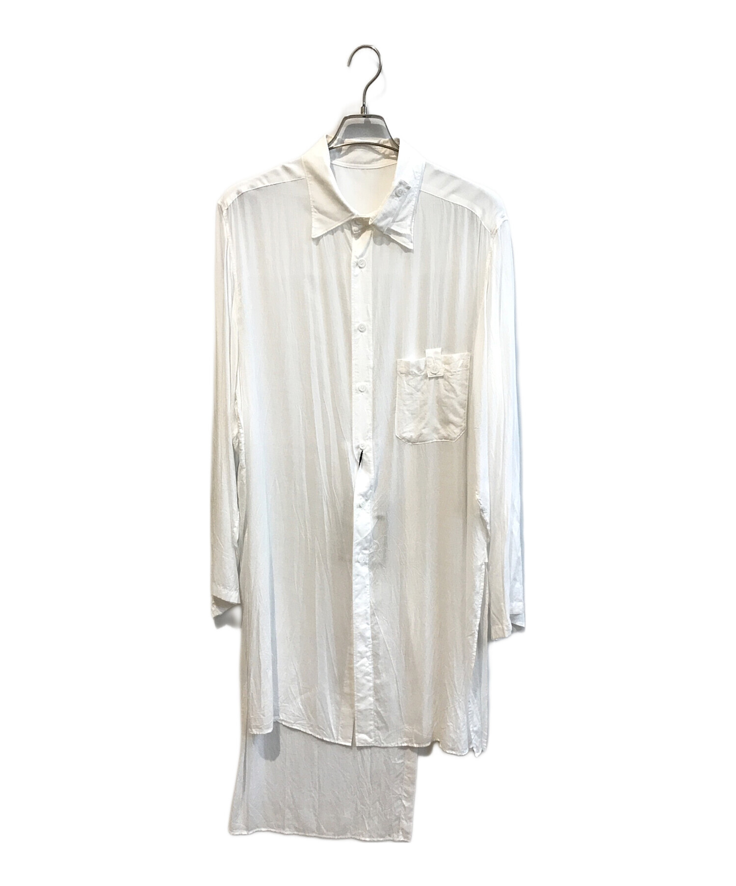 YOHJI YAMAMOTO POUR HOMME 長袖レーヨンシャツ　ホワイト 中古・古着通販】Yohji Yamamoto pour homme (ヨウジヤマモト