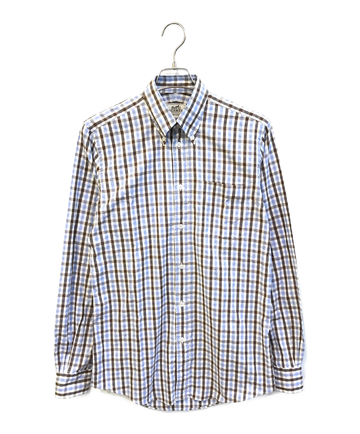中古・古着通販】HERMES (エルメス) 袖セリエボタンギンガムチェックBD