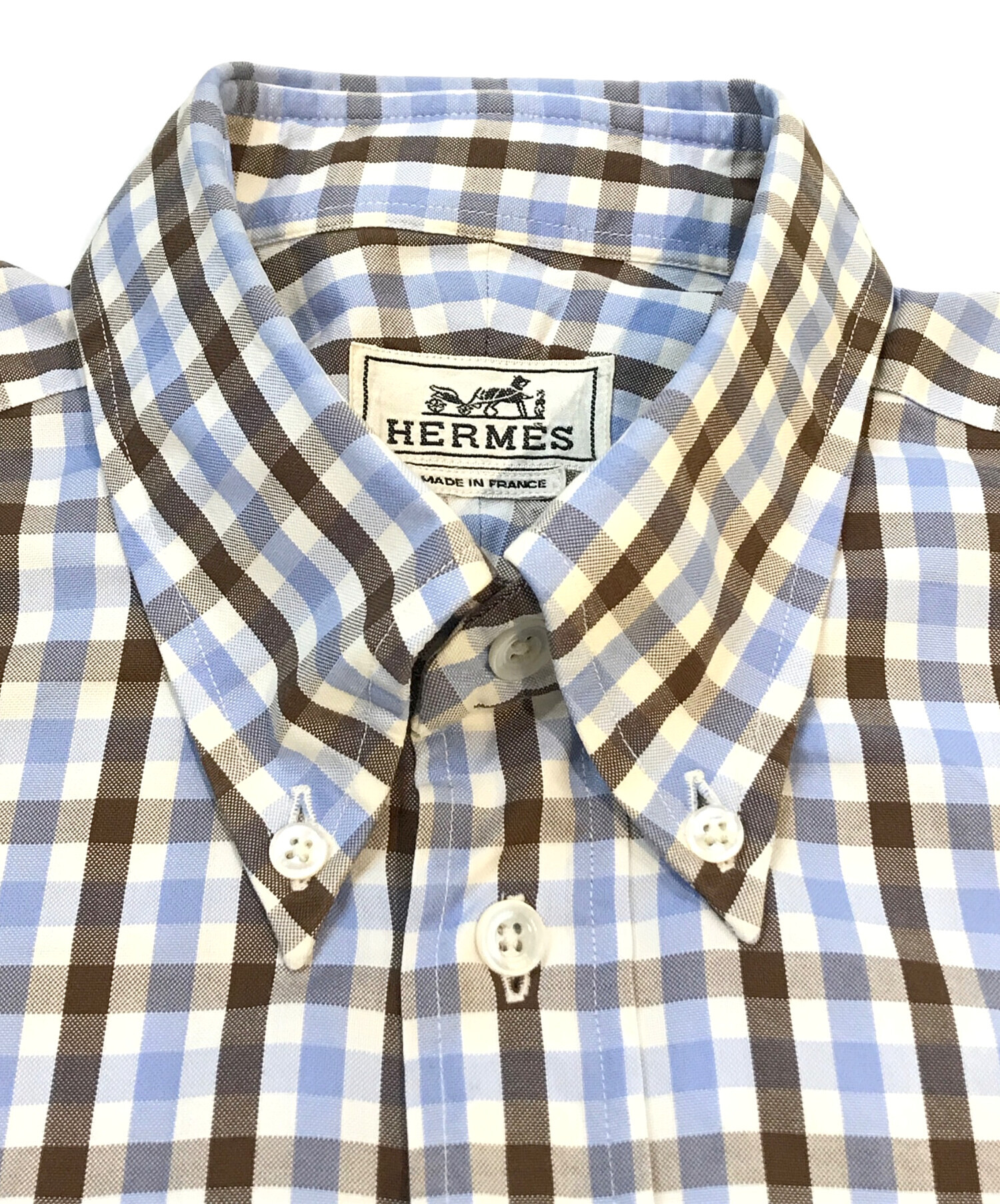 中古・古着通販】HERMES (エルメス) 袖セリエボタンギンガムチェックBD