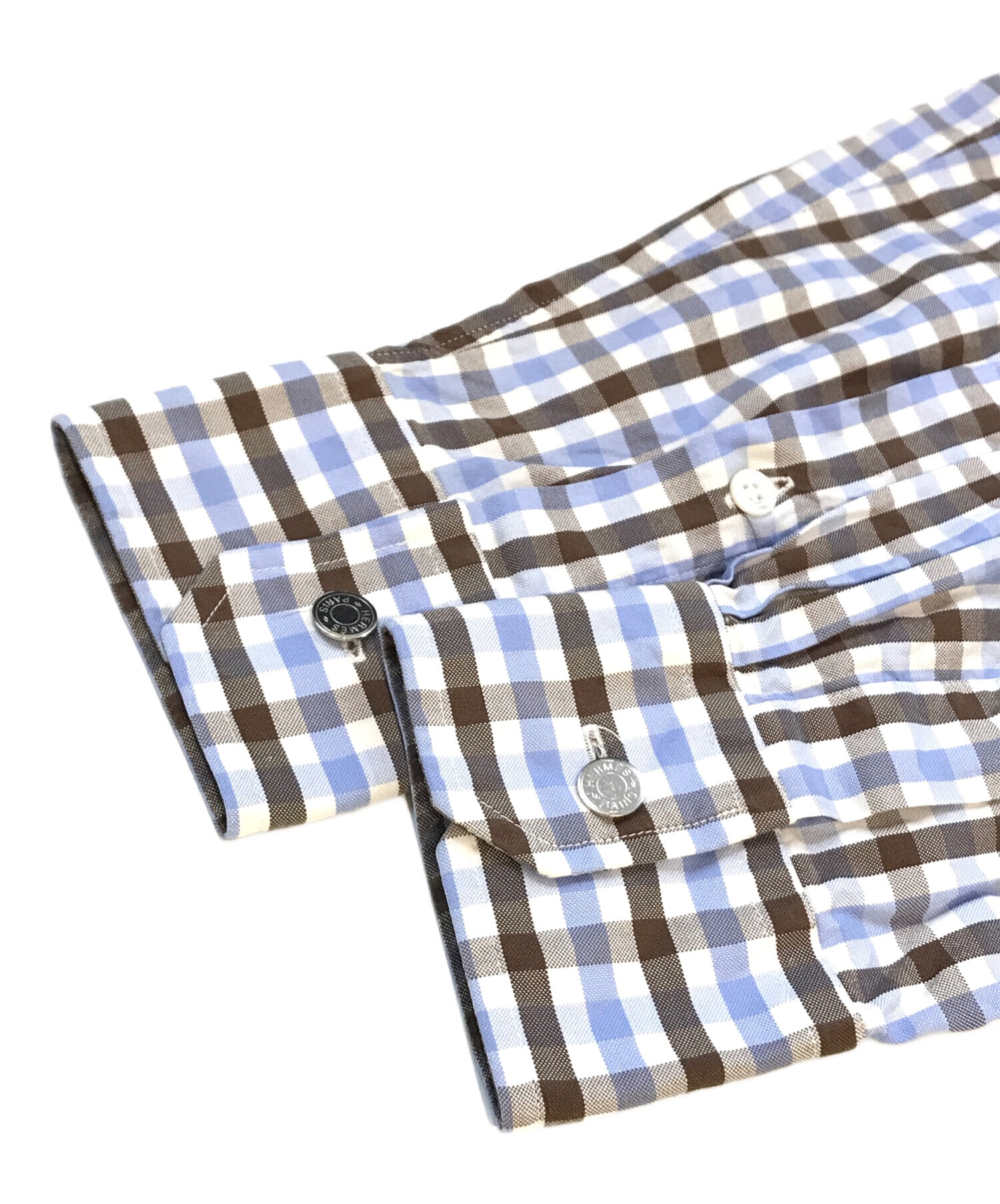 中古・古着通販】HERMES (エルメス) 袖セリエボタンギンガムチェックBD