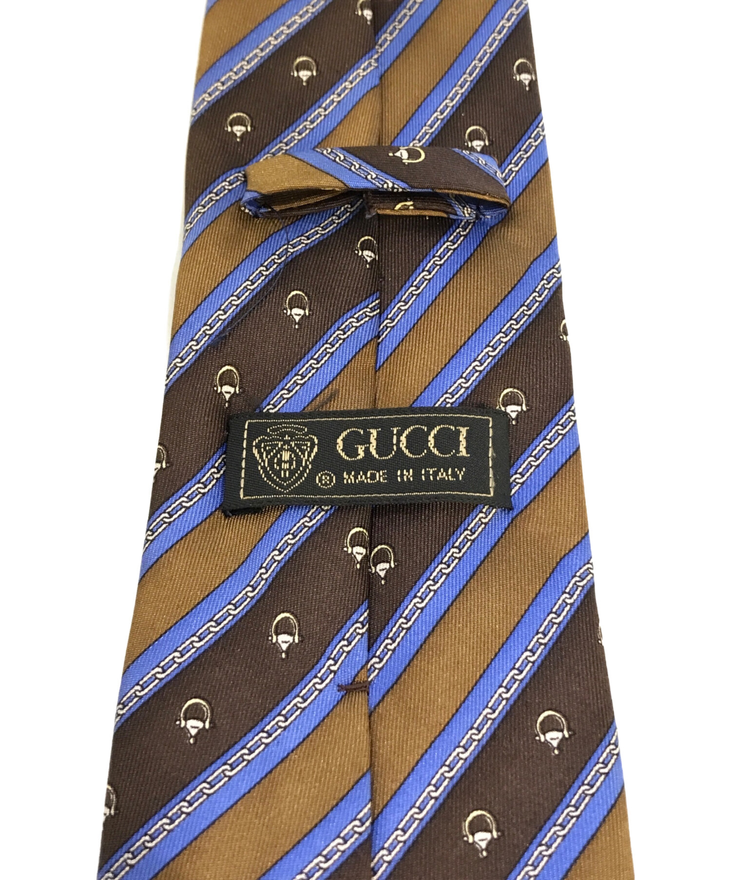 GUCCI グッチ シルク100% ネクタイ 幾何学柄 ダークブラウン タグ付 GUCCI グッチ シルク100% ネクタイ 幾何学柄 ダークブラウン 未使用