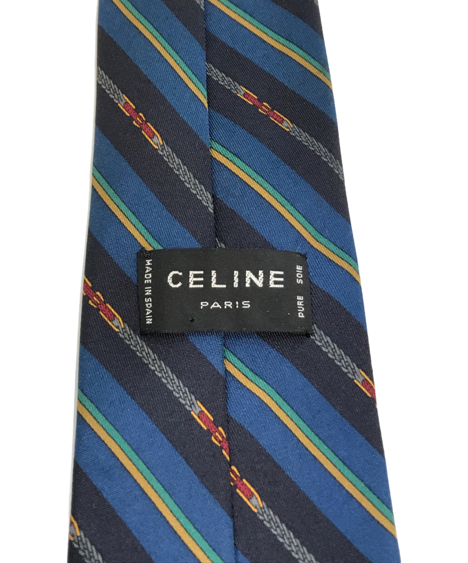 【美品】 CELINE セリーヌ ソリッド ダークネイビー ネクタイ 中古・古着通販】CELINE (セリーヌ) ネクタイ ネイビー サイズ
