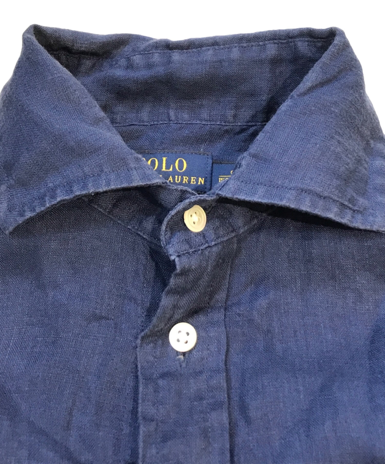 ラルフローレン　青　リネン　アメリカ古着　カラーシャツ　リネンシャツ　古着 POLO RALPH LAUREN - ラルフローレン 青 リネン アメリカ古着 カラー