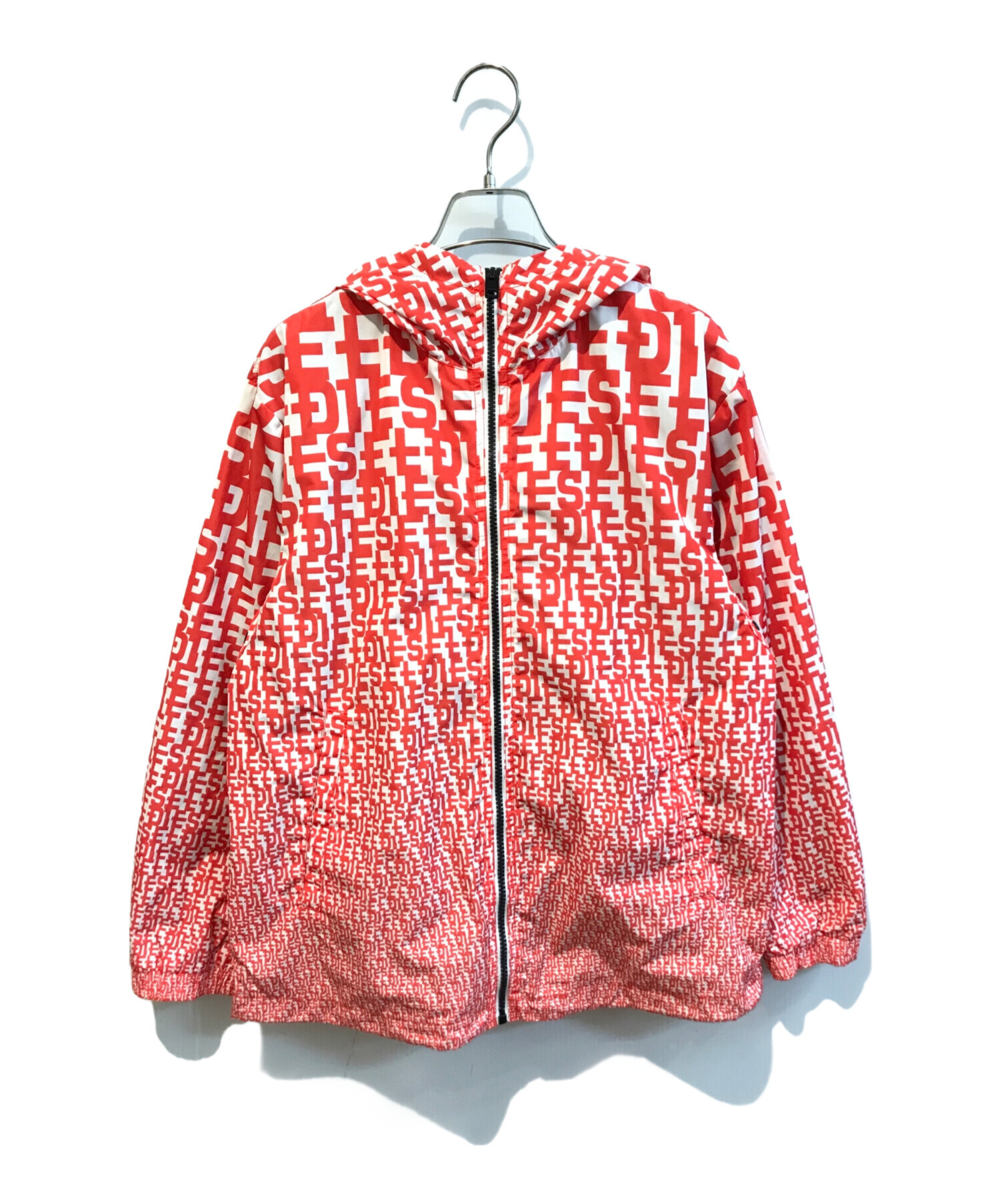 DIESEL ナイロンジャケット サイズ52 レッド 中古・古着通販】DIESEL (ディーゼル) ロゴナイロンジャケット レッド