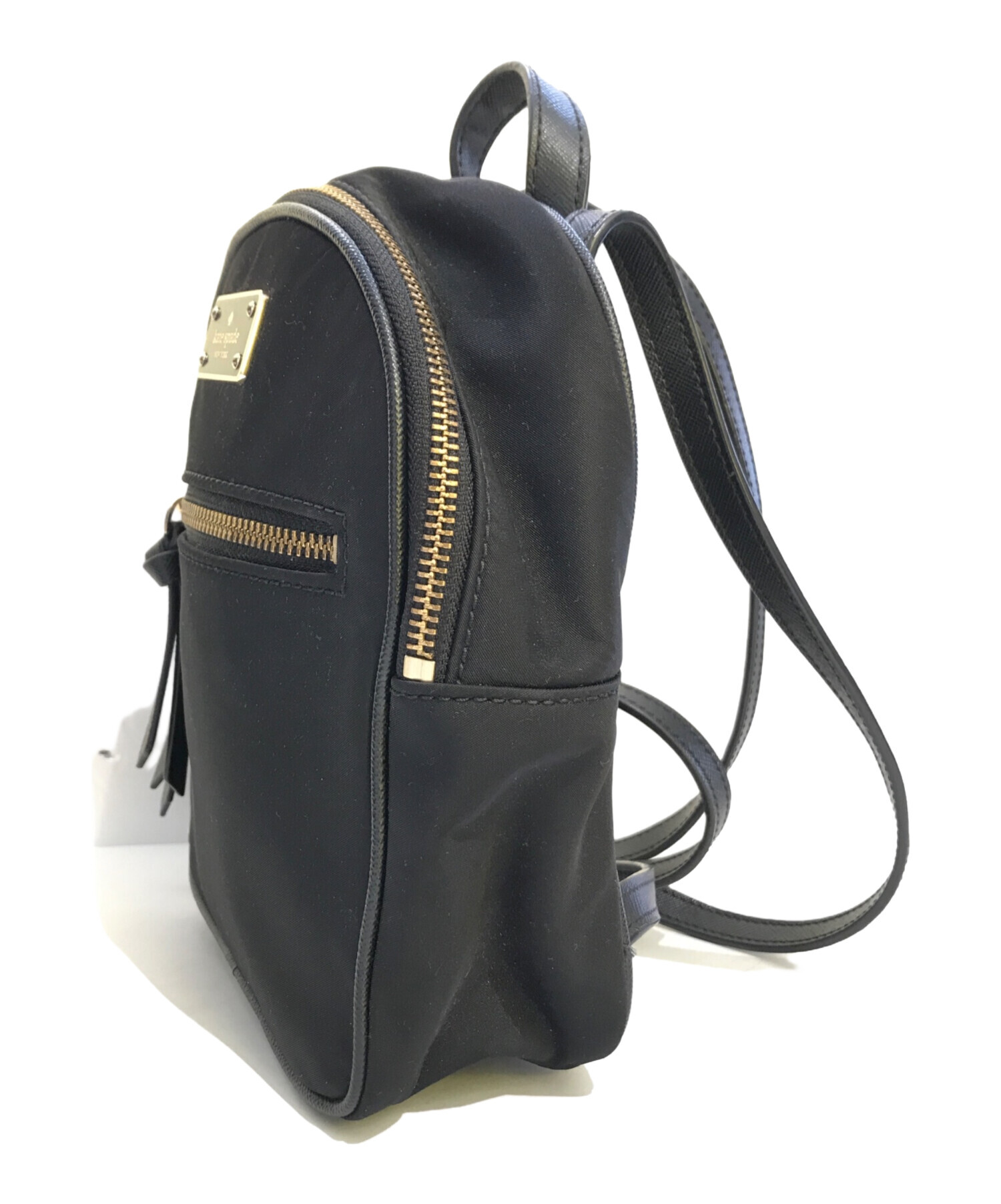 kate spade ブラックバックパック　レザー 中古・古着通販】Kate Spade (ケイトスペード) レザー切替ミニリュック