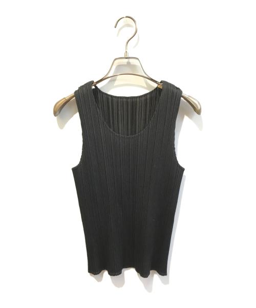 PLEATS PLEASE カットソー　ノースリーブ 中古・古着通販】PLEATS PLEASE (プリーツプリーズ) Vネック