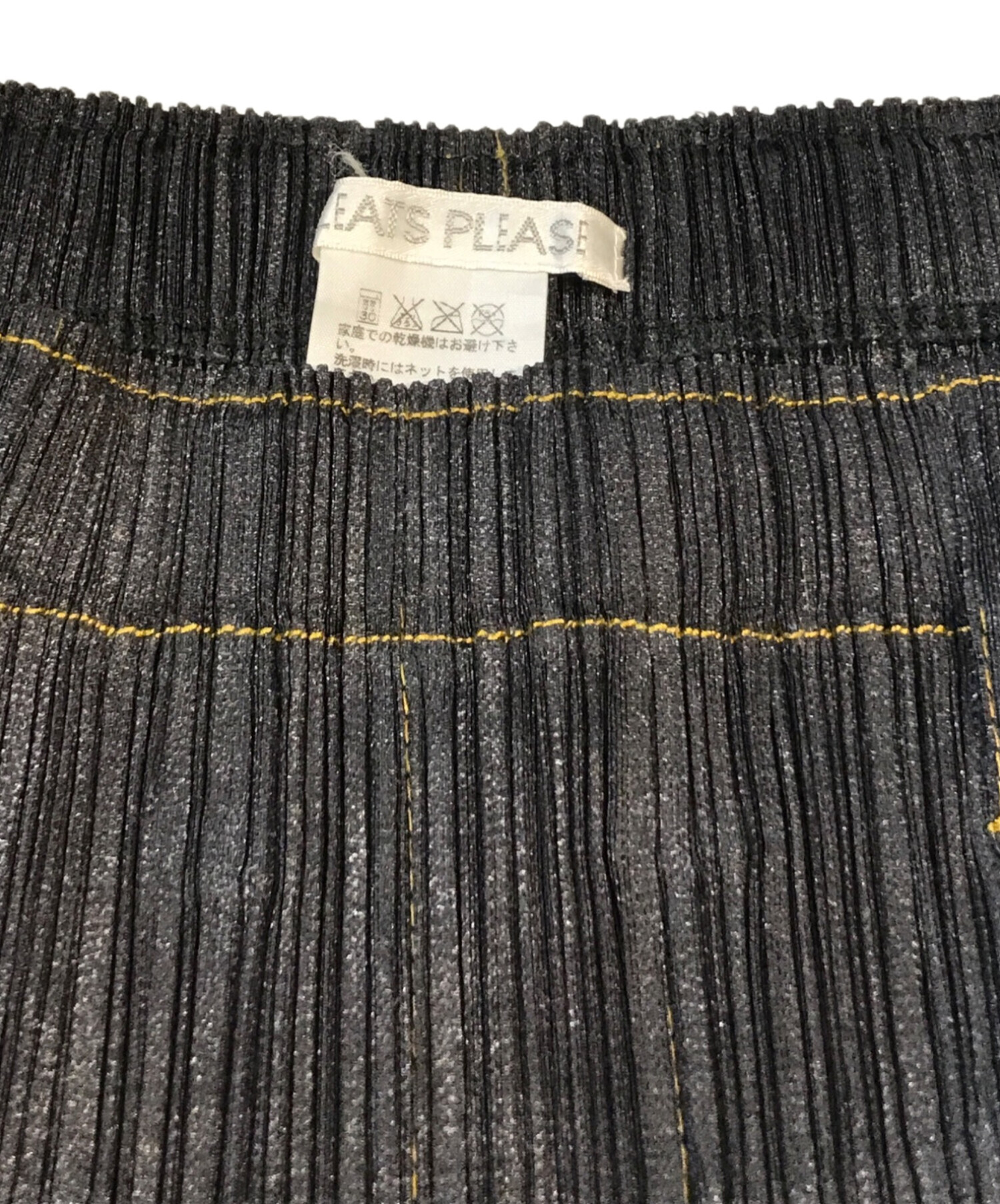 PLEATS PLEASE デニム転写プリーツスカート プリーツプリーズPLEATS PLEASE デニム転写プリントステッチプリーツ