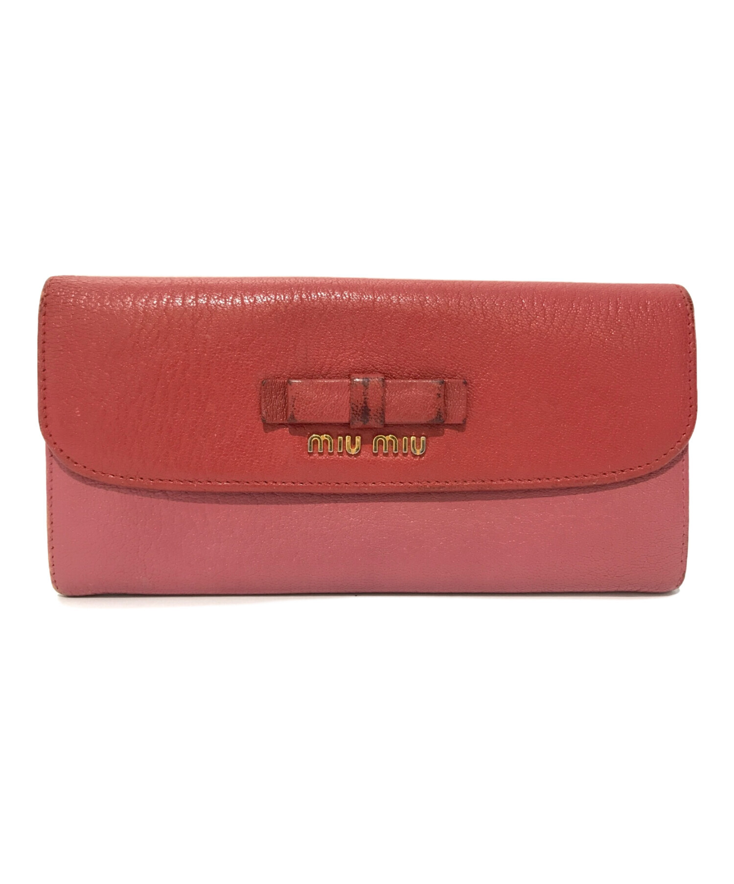 中古・古着通販】MIU MIU (ミュウミュウ) リボン長財布 レッド