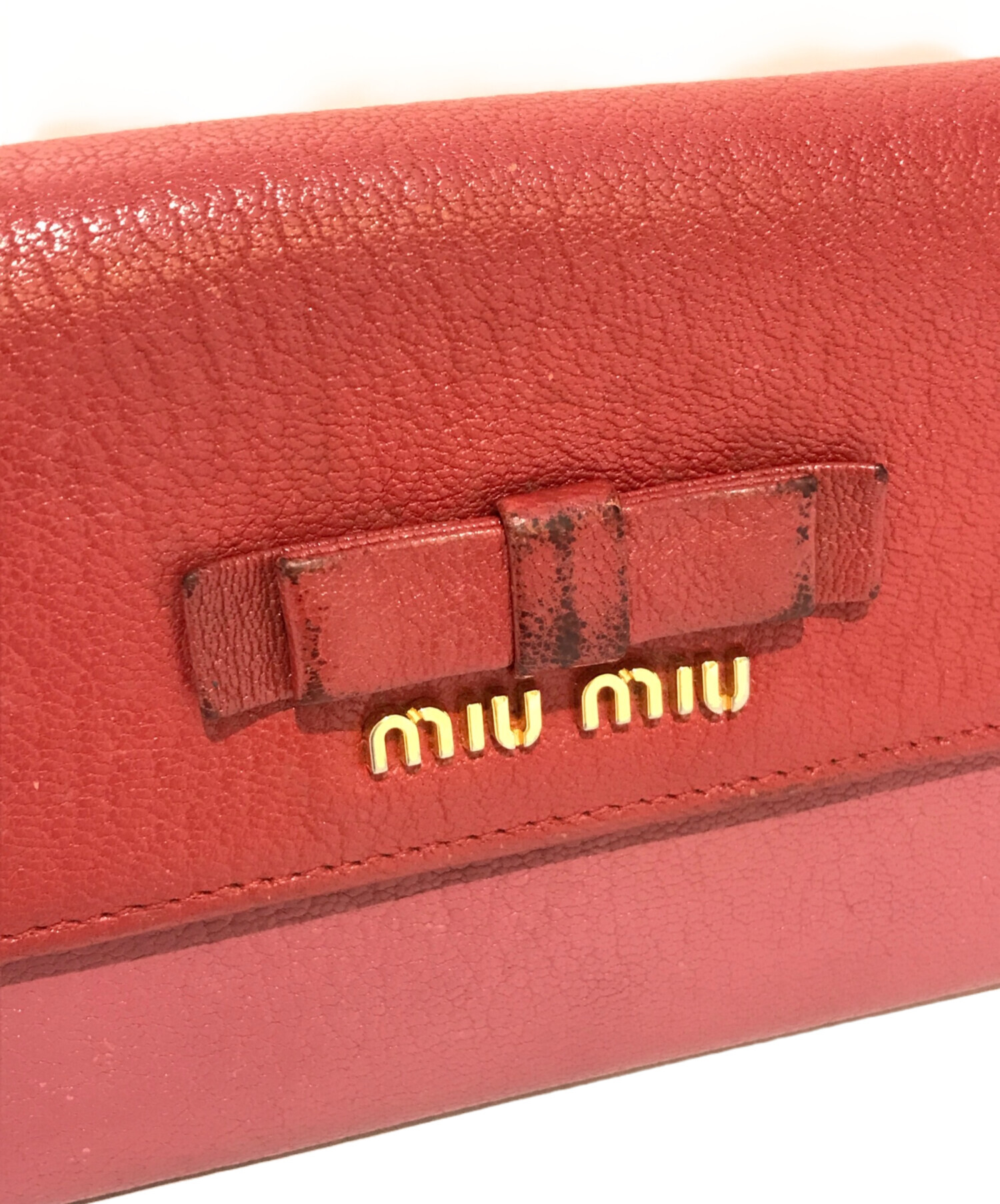 中古・古着通販】MIU MIU (ミュウミュウ) リボン長財布 レッド 