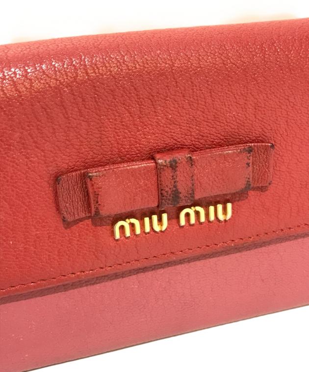 中古・古着通販】MIU MIU (ミュウミュウ) リボン長財布 レッド