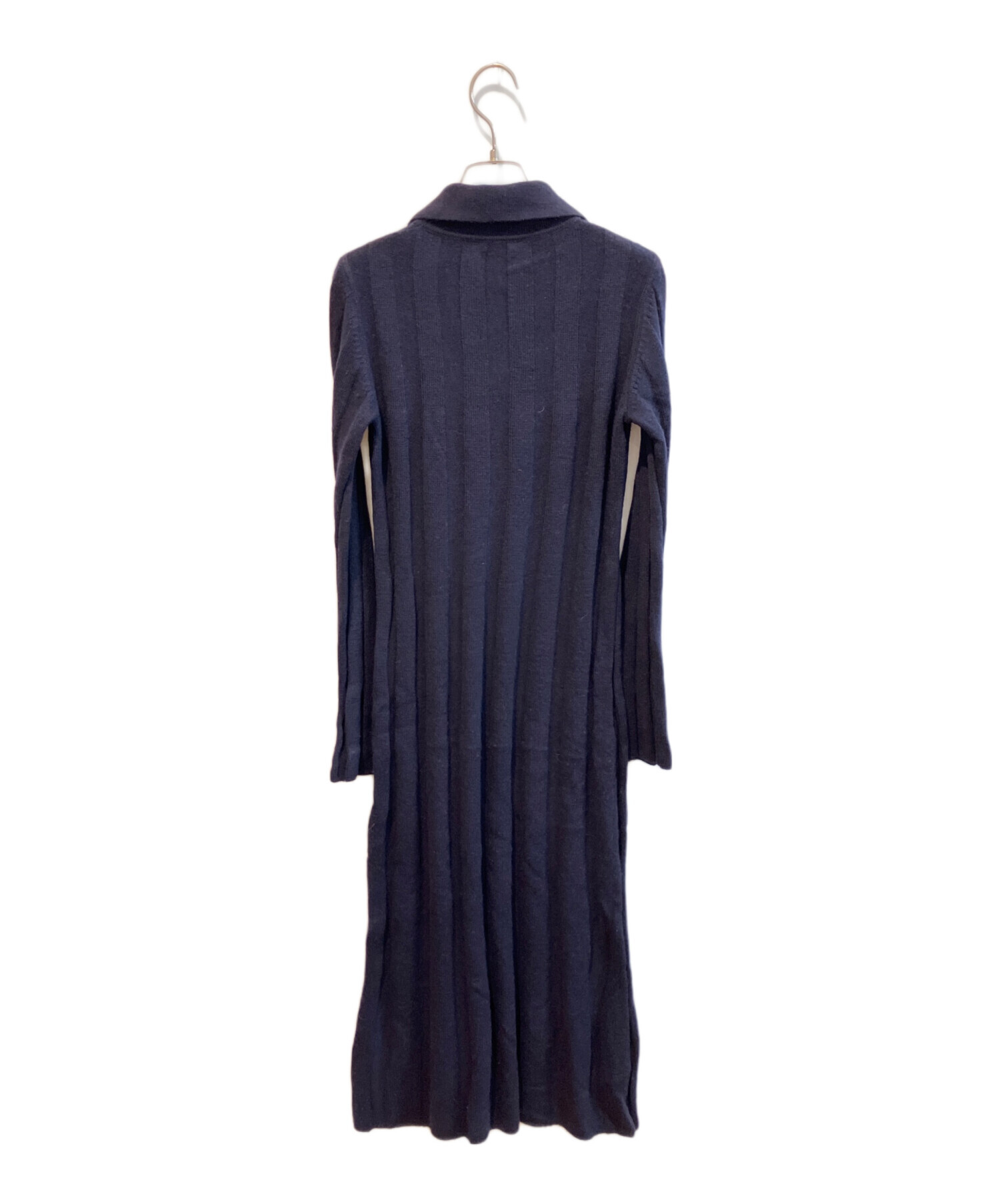 中古・古着通販】COLUMN (コラム) リブニットワンピース ネイビー