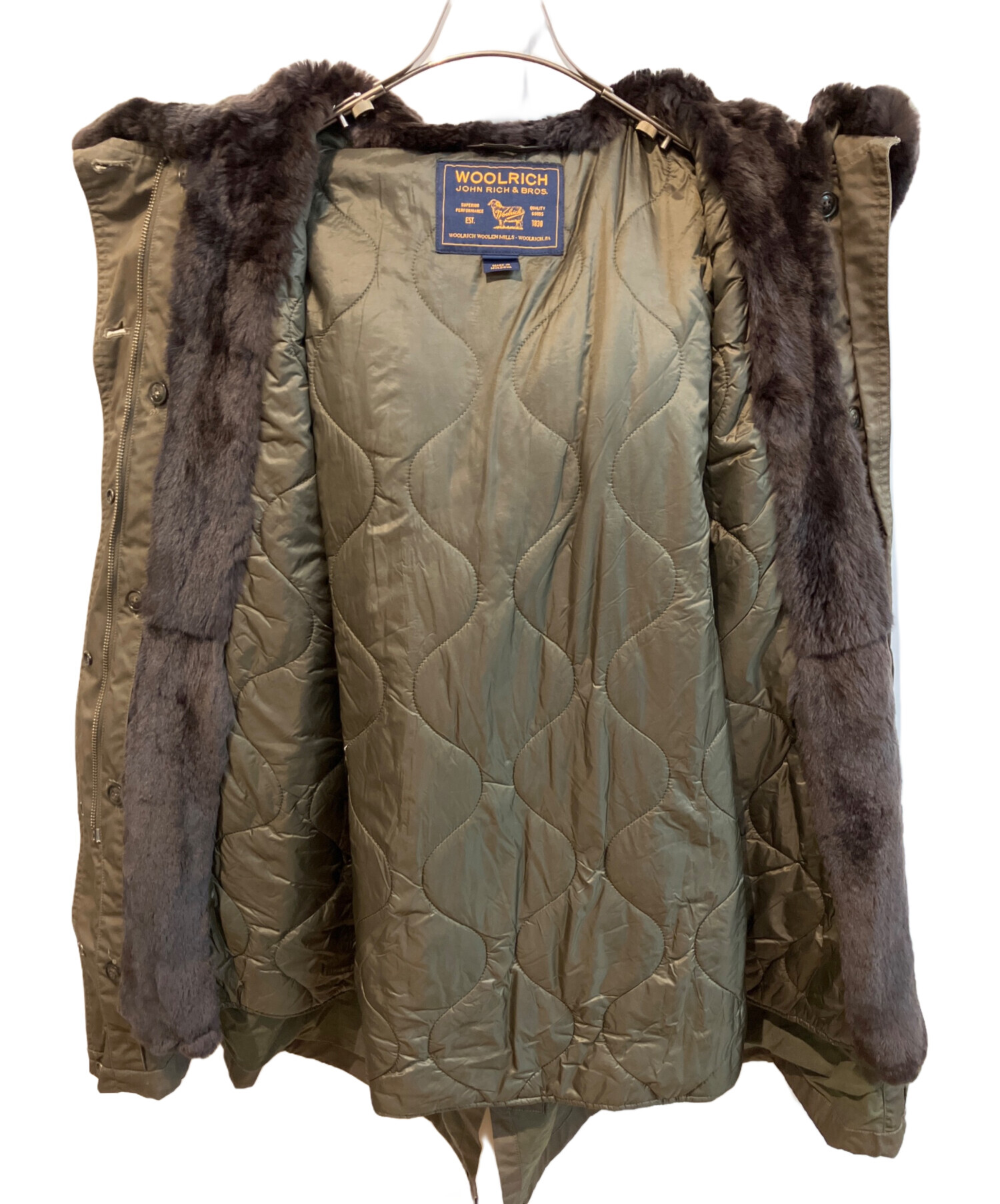 貴重Mサイズ【大柄さんに】ウールリッチ　ラビットファーライナー付きモッズコート 中古・古着通販】WOOLRICH (ウールリッチ) ラビットファー中綿モッズ