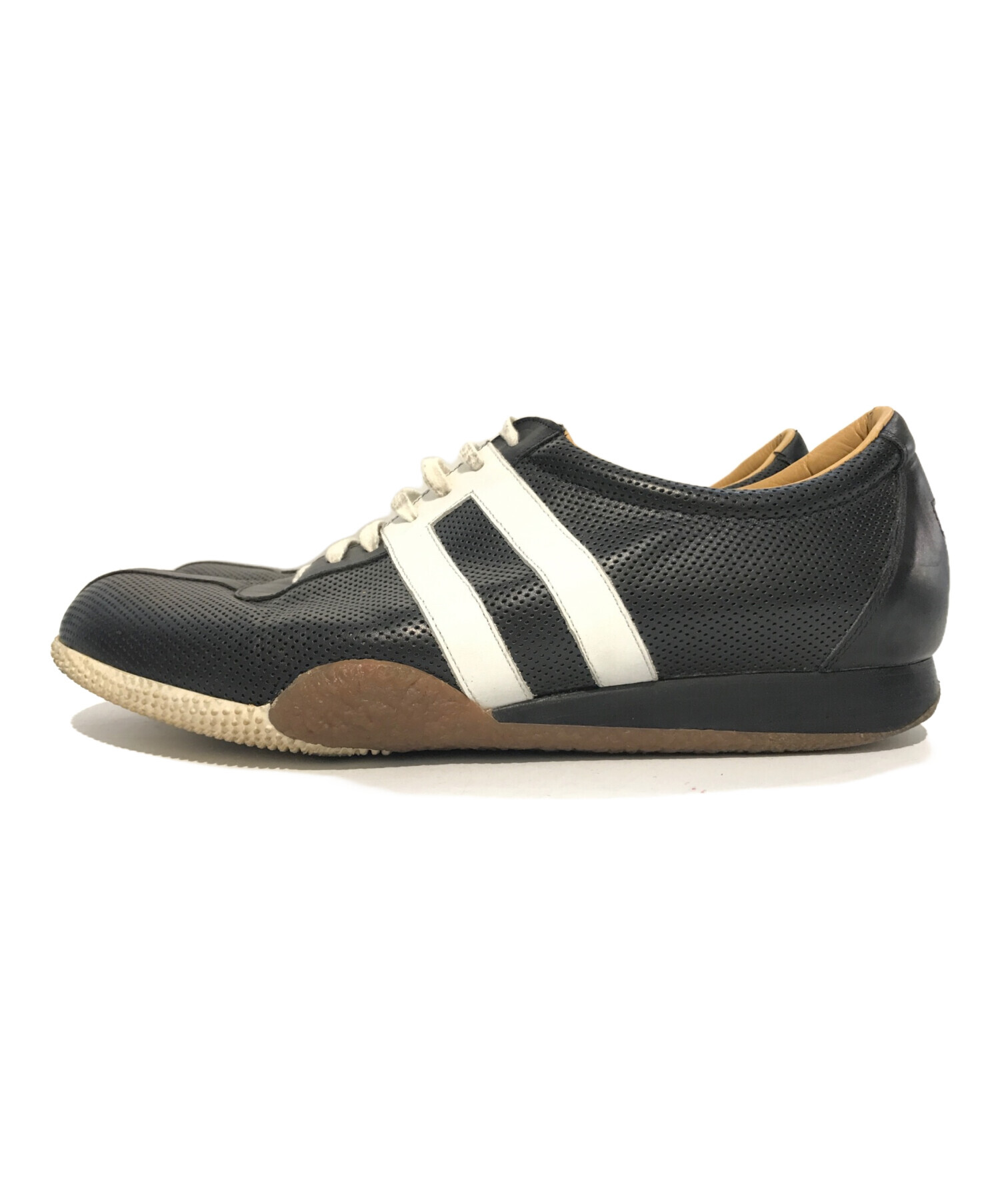 中古・古着通販】BALLY (バリー) パンチングレザースニーカー ブラック