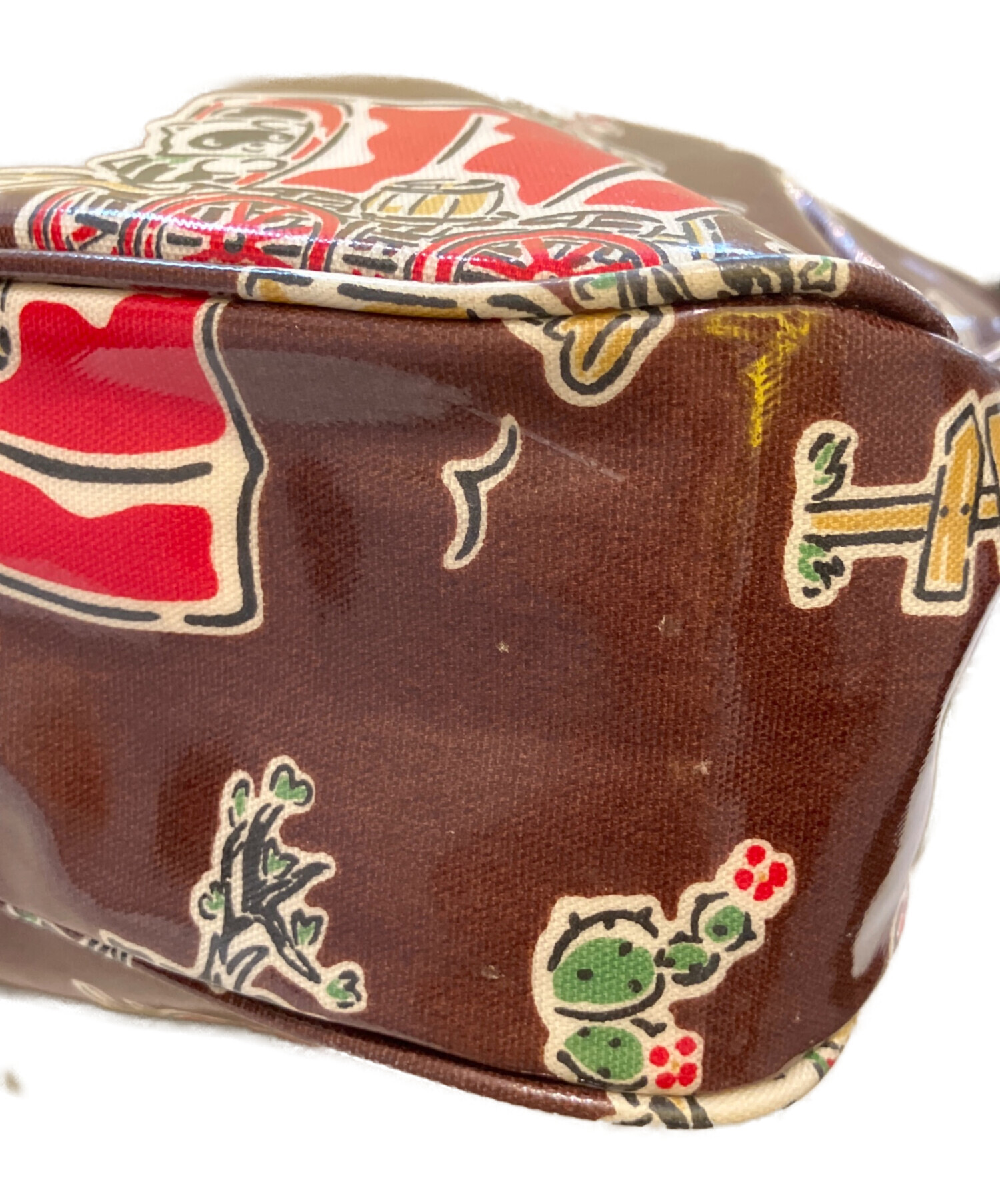 familiar ファミリア トートバッグ　ビニールコーティング　ブラウン 中古・古着通販】familiar (ファミリア) ビニールトートバッグ