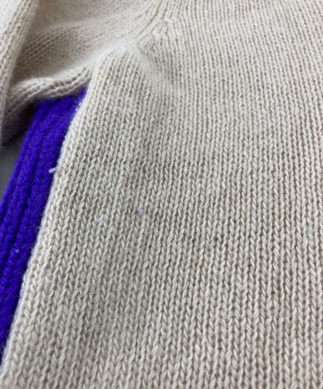 PRADA (プラダ) カシミヤブレンドVネックニット ベージュ×ブルー サイズ:36 