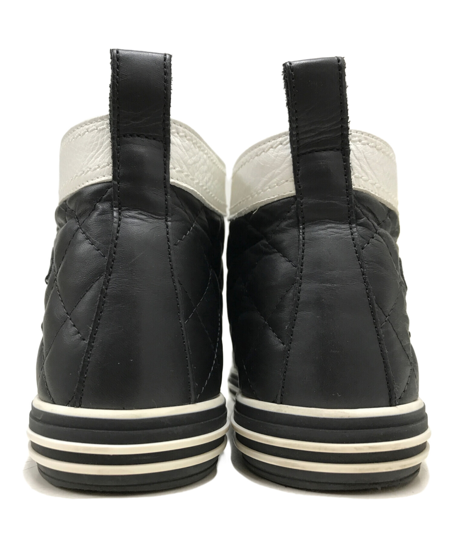 CHANEL シャネル レザースニーカー マトラッセ ココマーク 黒 24.5