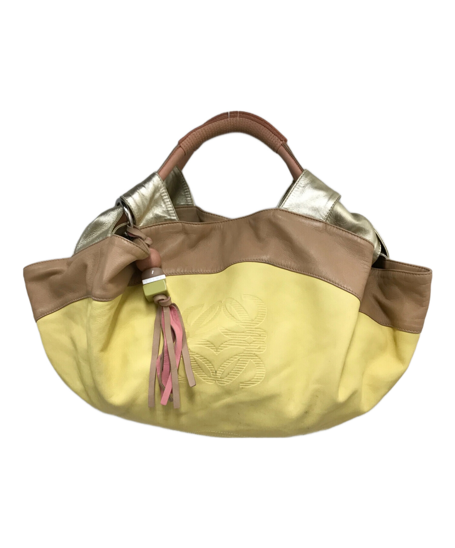 中古・古着通販】LOEWE (ロエベ) ナッパアイレボストンバッグ イエロー 