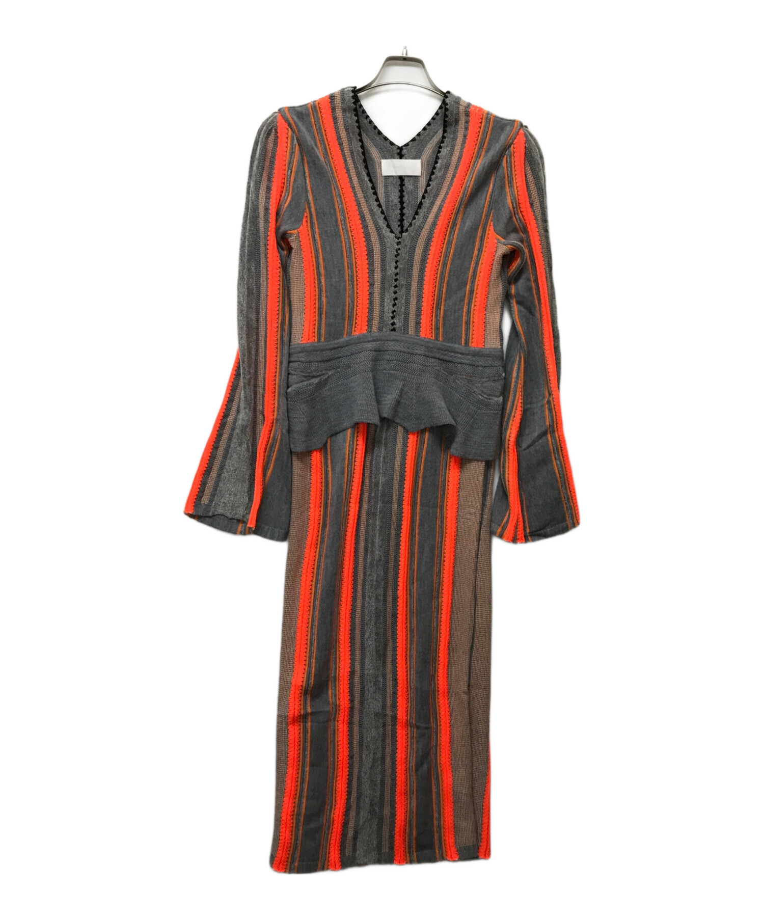 Stripe HAMAGURI Knit Peplum One-Piece 【公式通販】 Stripe HAMAGURI Knit Peplum One-Piece 【公式通販】