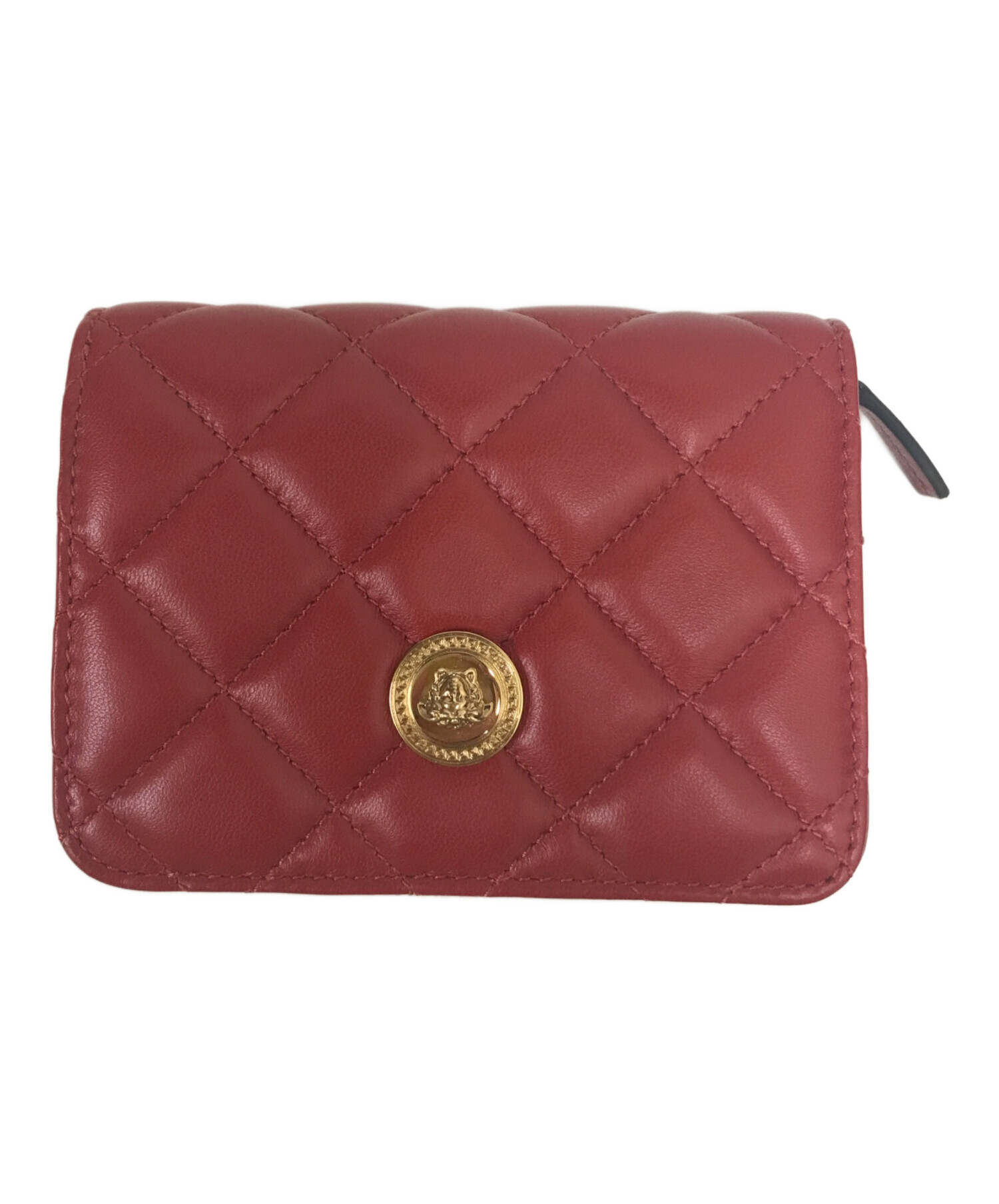 新品　ヴェルサーチ　キルティング　二つ折り財布　折財布　レッド 中古・古着通販】VERSACE (ヴェルサーチ) レザーキルティング2つ折り