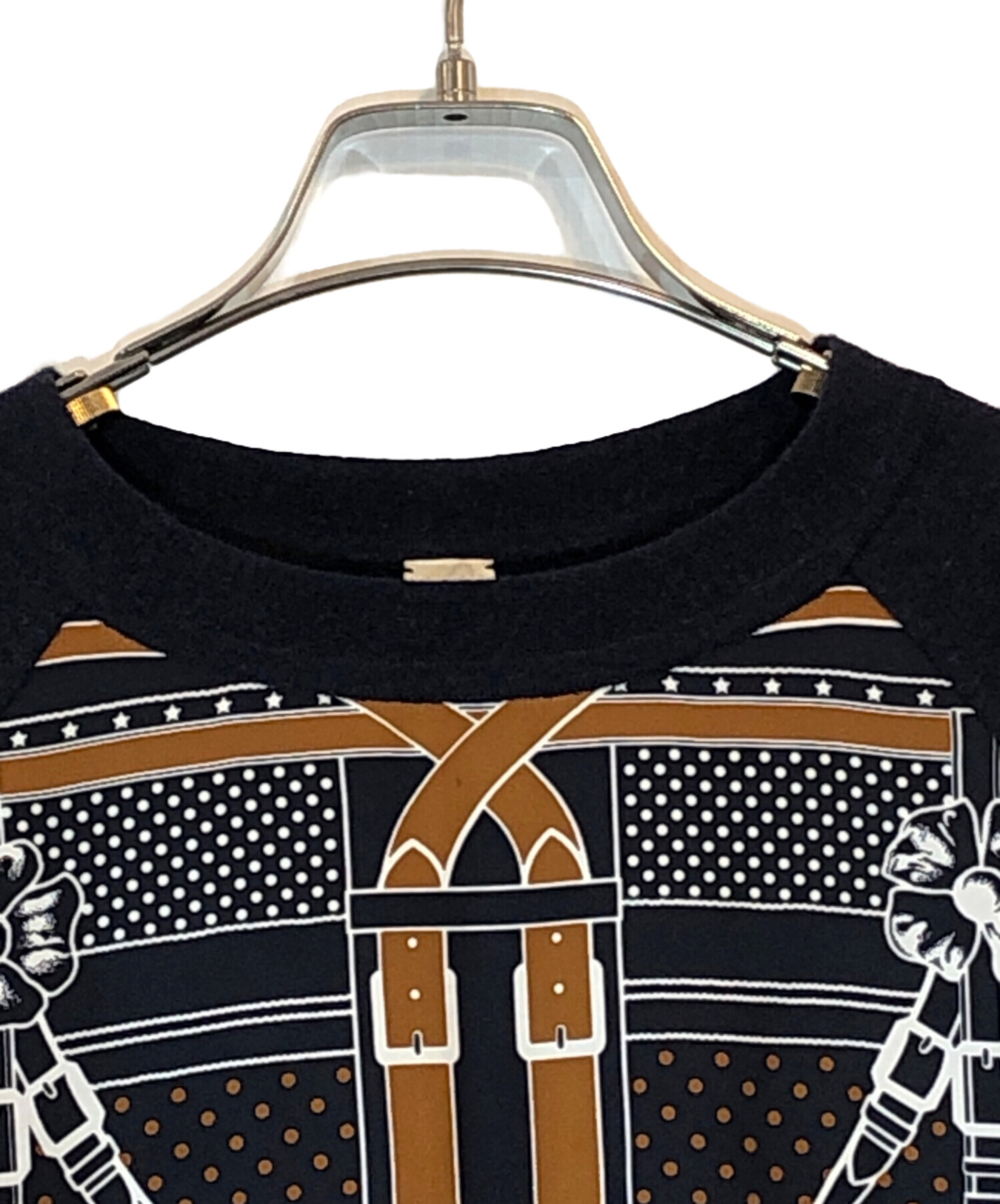 ●希少●　エルメス　タートルネック　スカーフ柄　ニット　セーター　シルク　切替え HERMES エルメス 総柄 シルク 切替 タートルネック ニット セーター