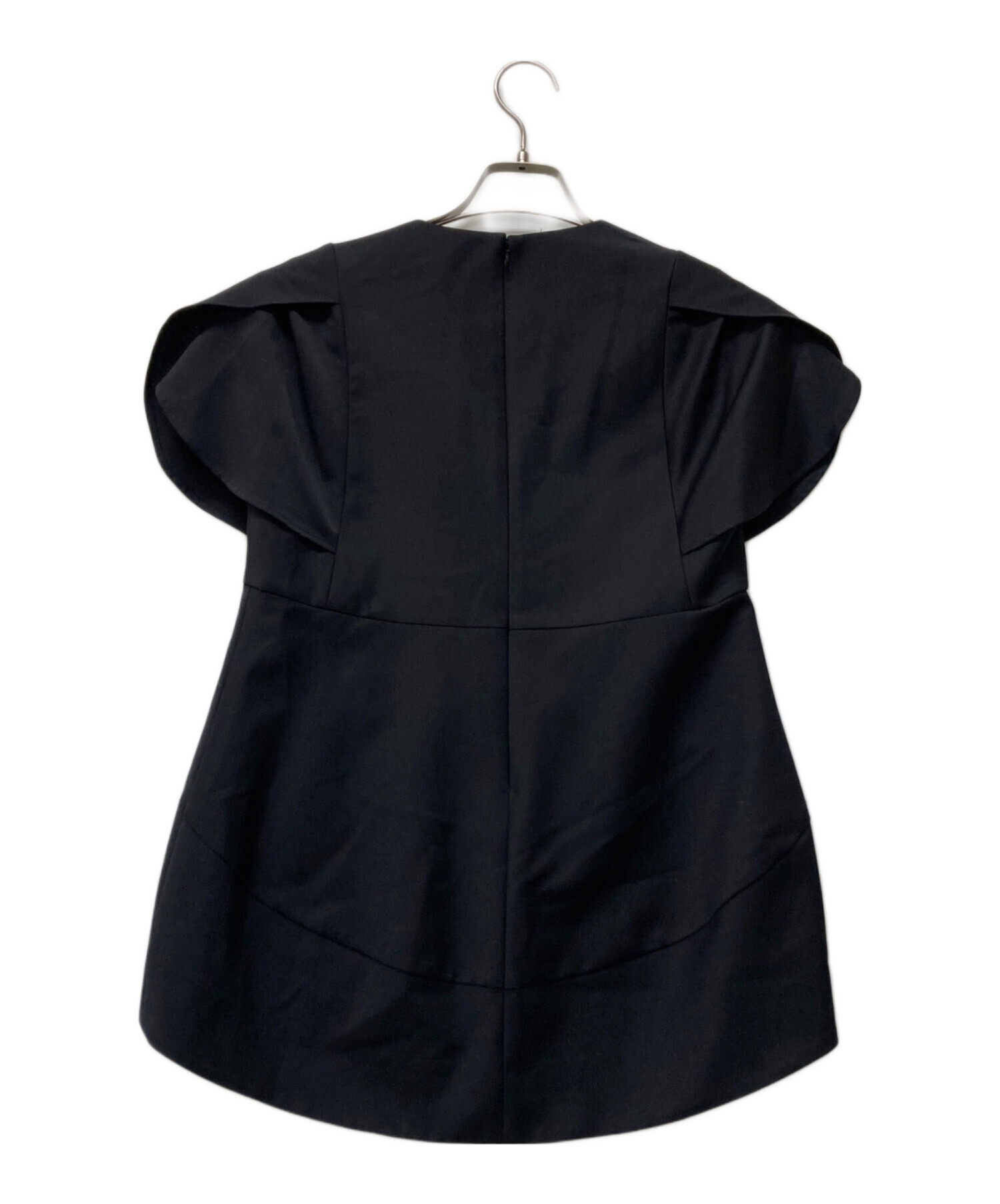 ヨーコチャンフレアスリーブパールスリットライン ブラウスブラック