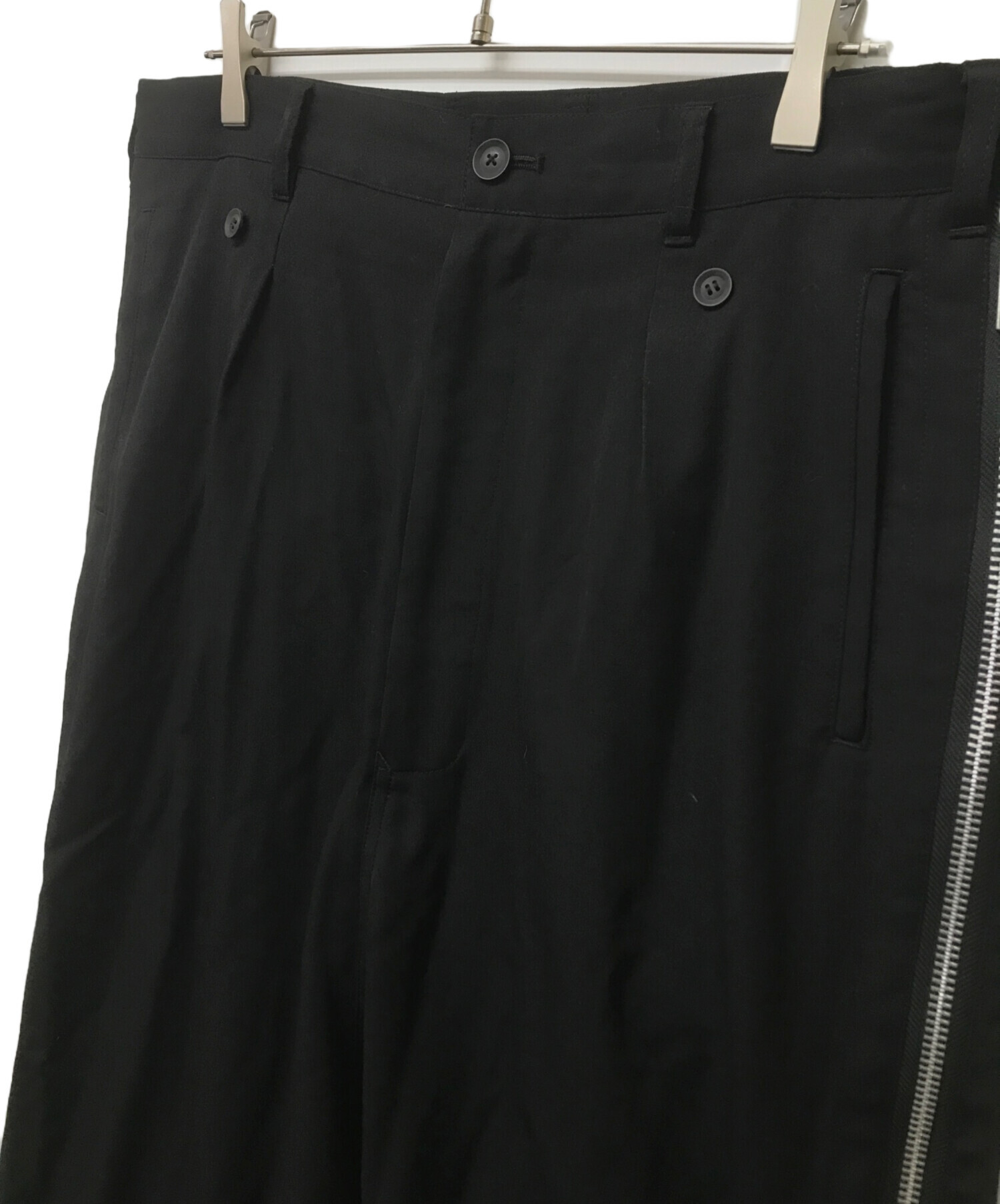 試着のみ美品 ヨウジヤマモトプールオム サルエルパンツ 黒 トリアセテート 1 試着のみ美品 ヨウジヤマモトプールオム サルエルパンツ 黒