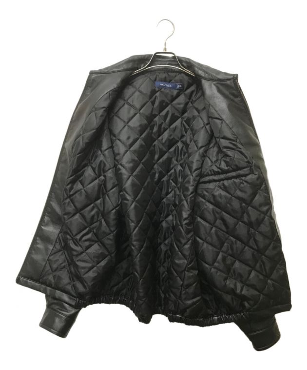 nautica 90s 羊革 レザージャケット 44 ブラック 短丈 内側キルト nautica 90s 羊革 レザージャケット 44 ブラック 短丈 内側