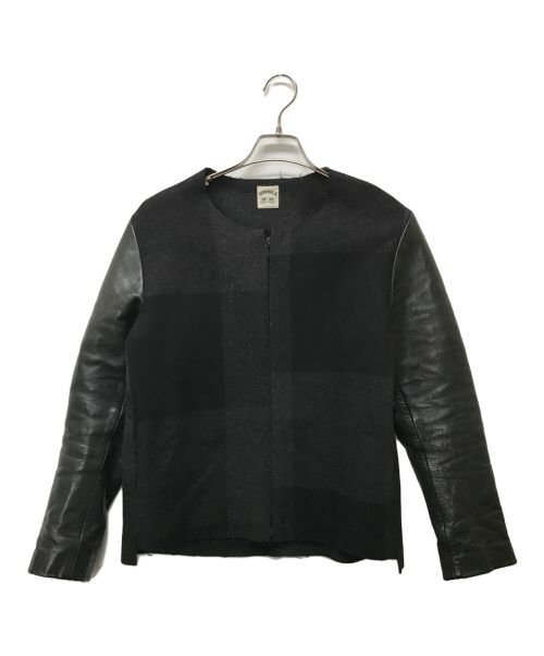 ジャケット・アウター sunsea 中古・古着通販】SUNSEA (サンシー) レザー切替ウールチェックノー