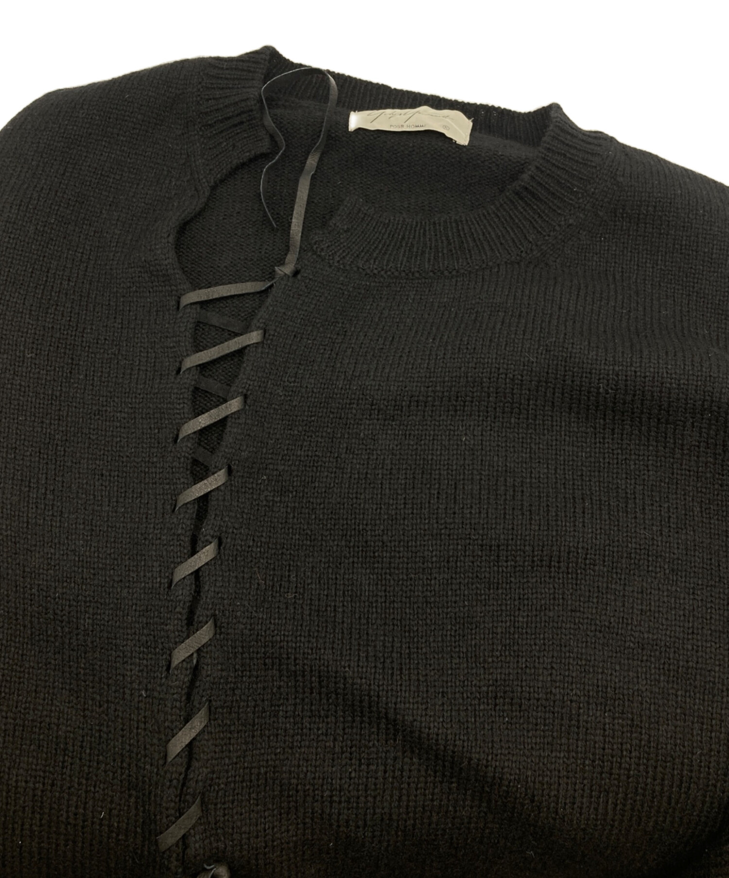 Yohji yamamoto POUR HOMME レースアップドッキングニット 中古・古着通販】Yohji Yamamoto pour homme (ヨウジヤマモト