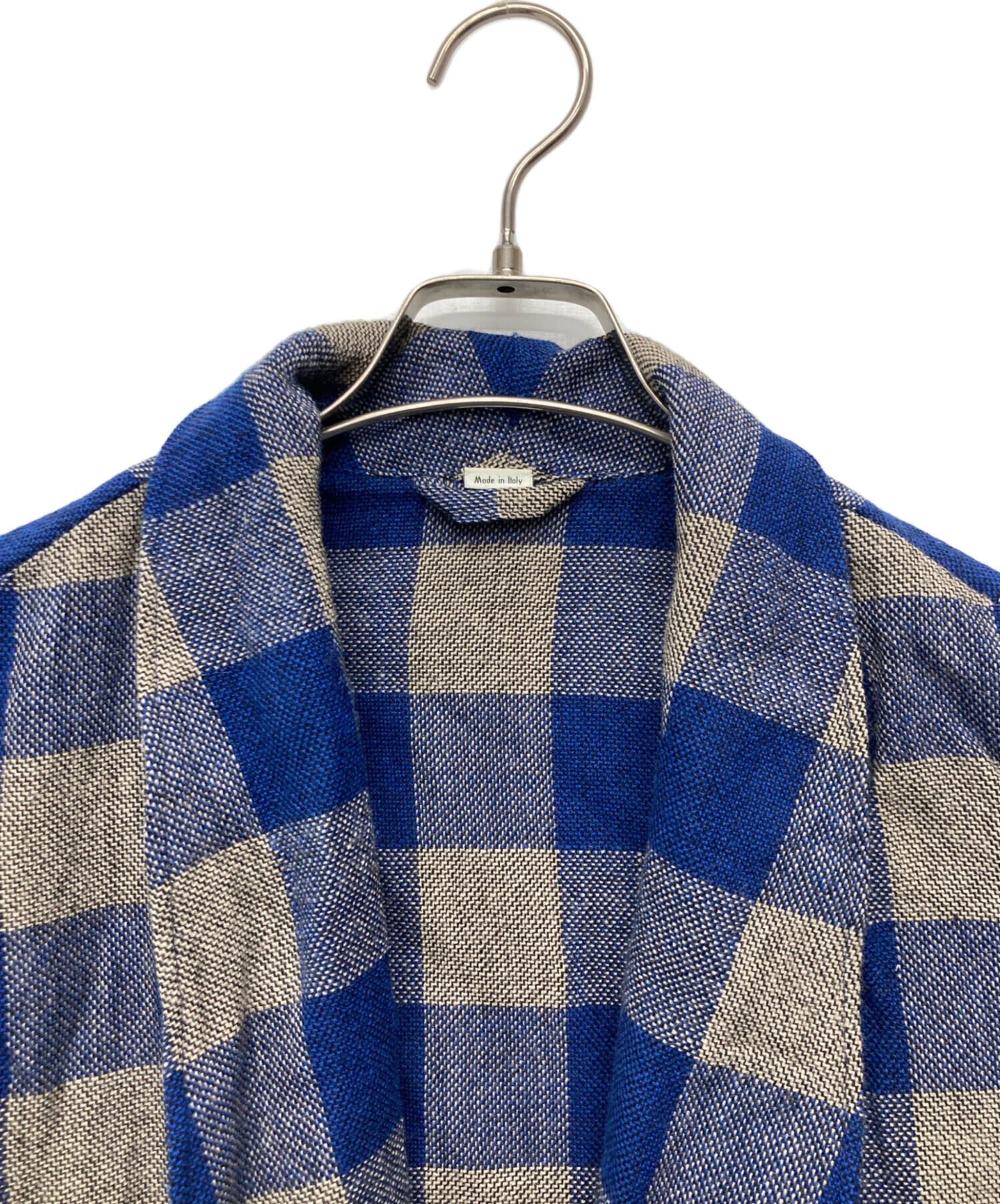 オンブレチェック ガウンコート 古着 チェック　ブルー 中古・古着通販】GUCCI (グッチ) ブロックチェック ガウン コート