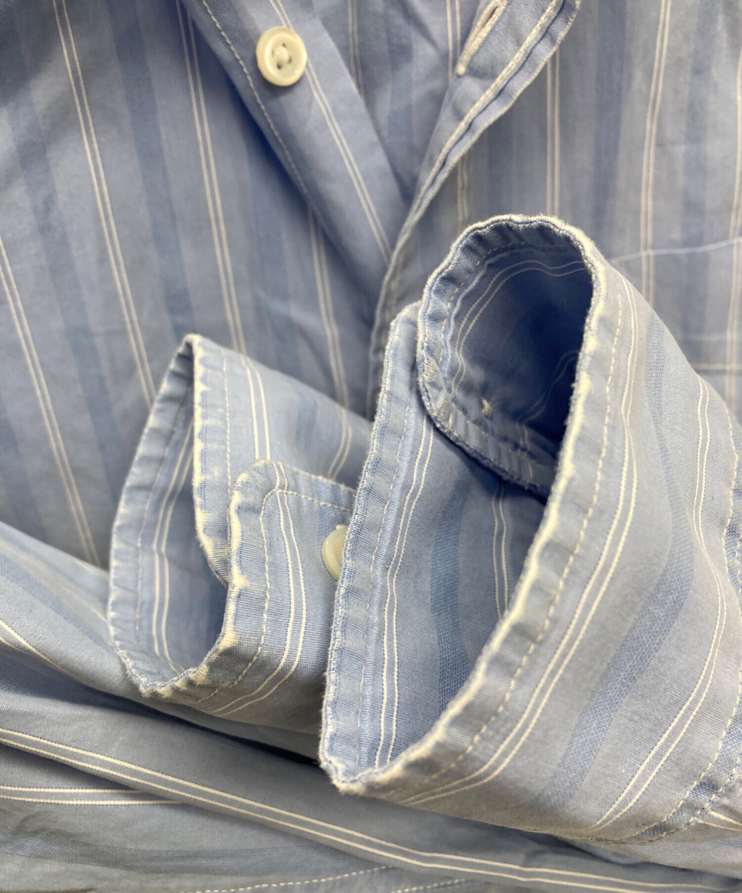 RRL ダブルアールエル　ストライプ オーバーサイズシャツ 中古・古着通販】RRL (ダブルアールエル) ストライプシャツ ブルー