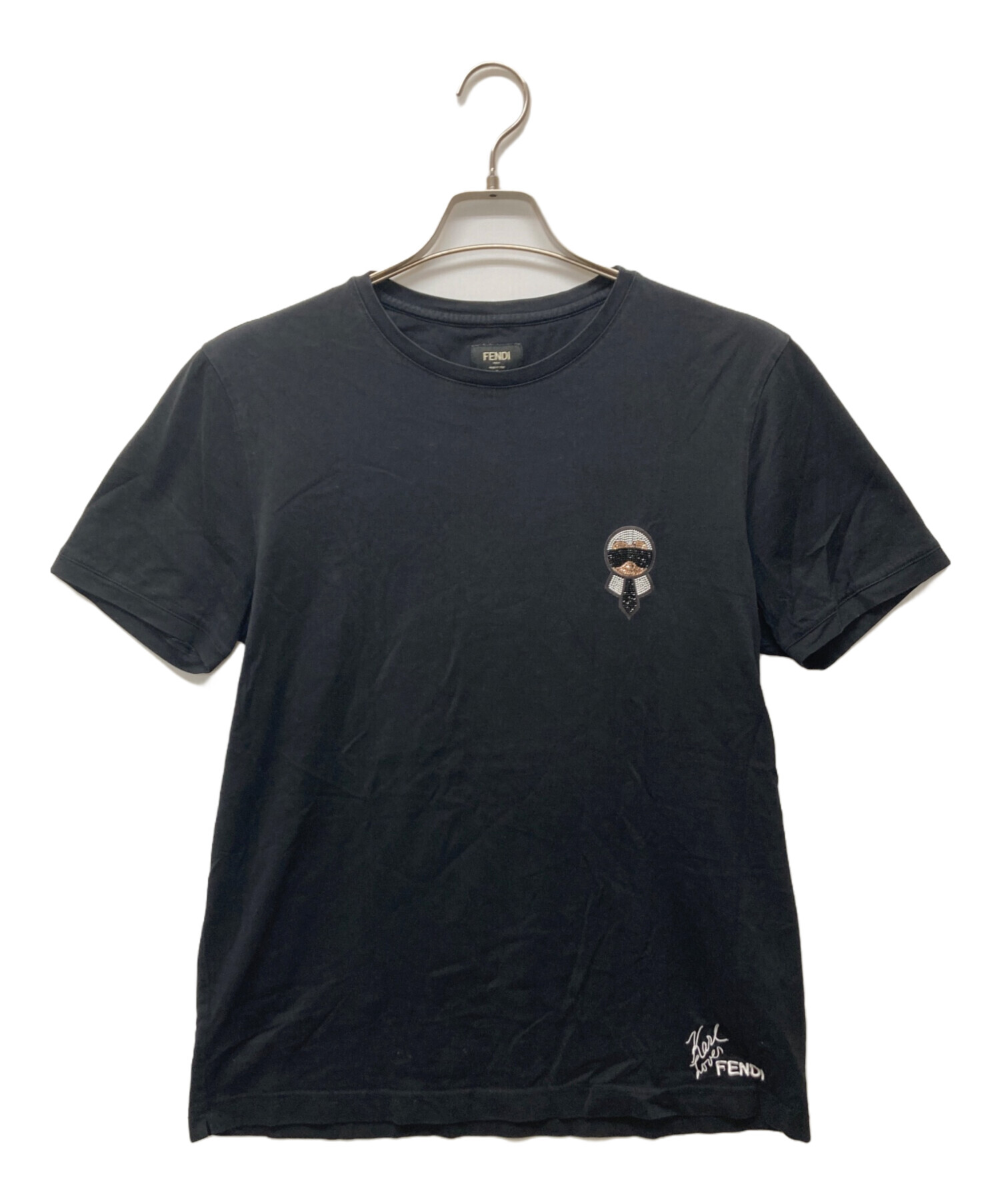 中古・古着通販】FENDI (フェンディ) ビーズデザインTシャツ ブラック 