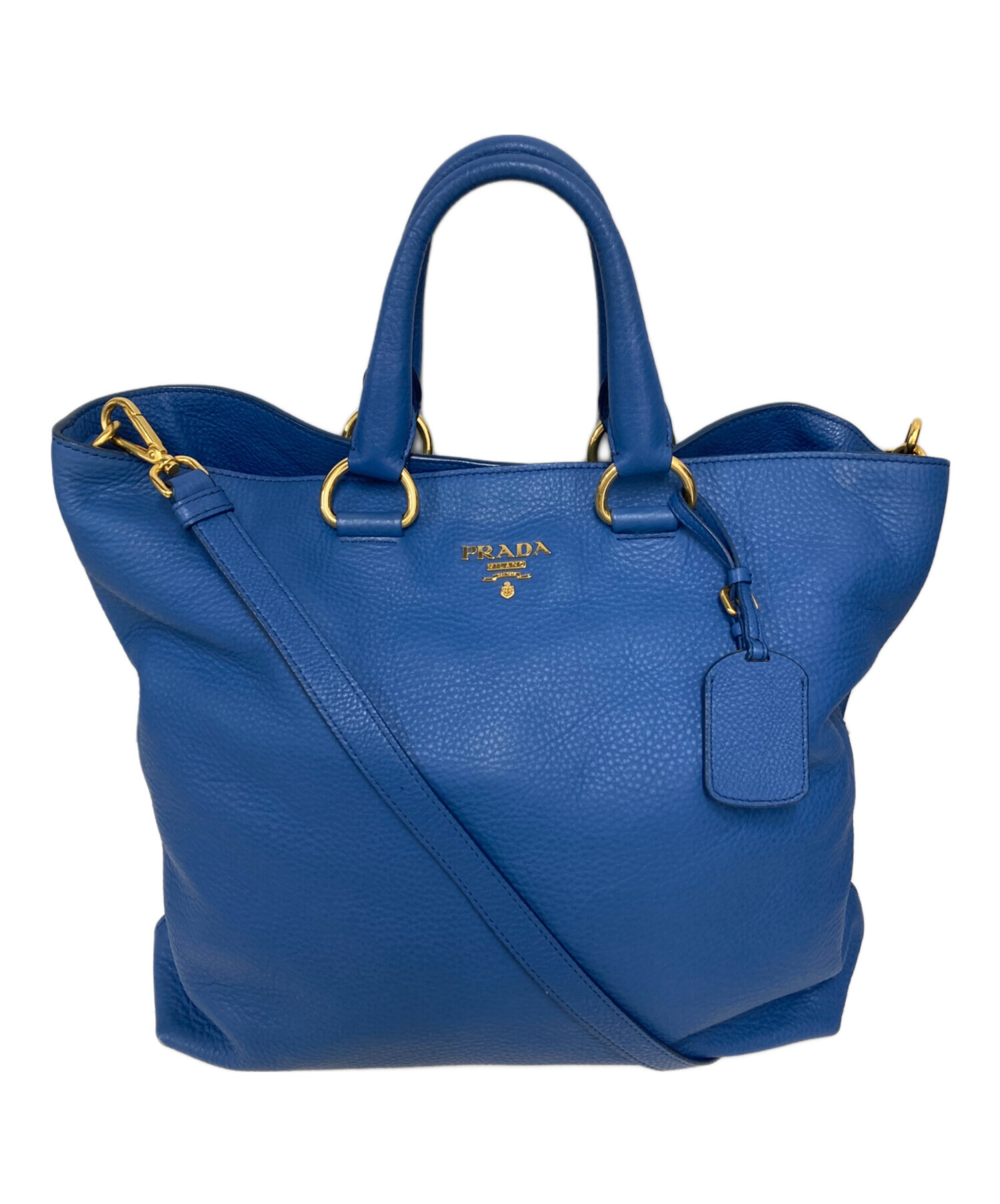 中古・古着通販】PRADA (プラダ) 2WAYレザートートバッグ ブルー 
