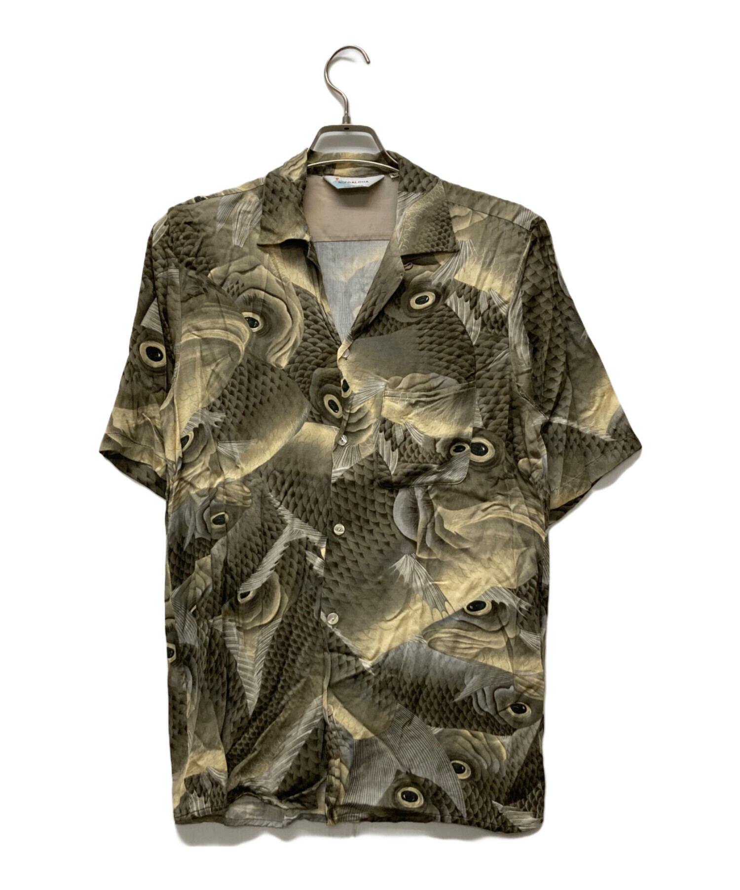 NIPOALOHA ニポアロハ カジュアルシャツ メンズ 【古着】【中古】 中古・古着通販】NIPOALOHA (二ポアロハ) 鯉柄オープンカラーシャツ