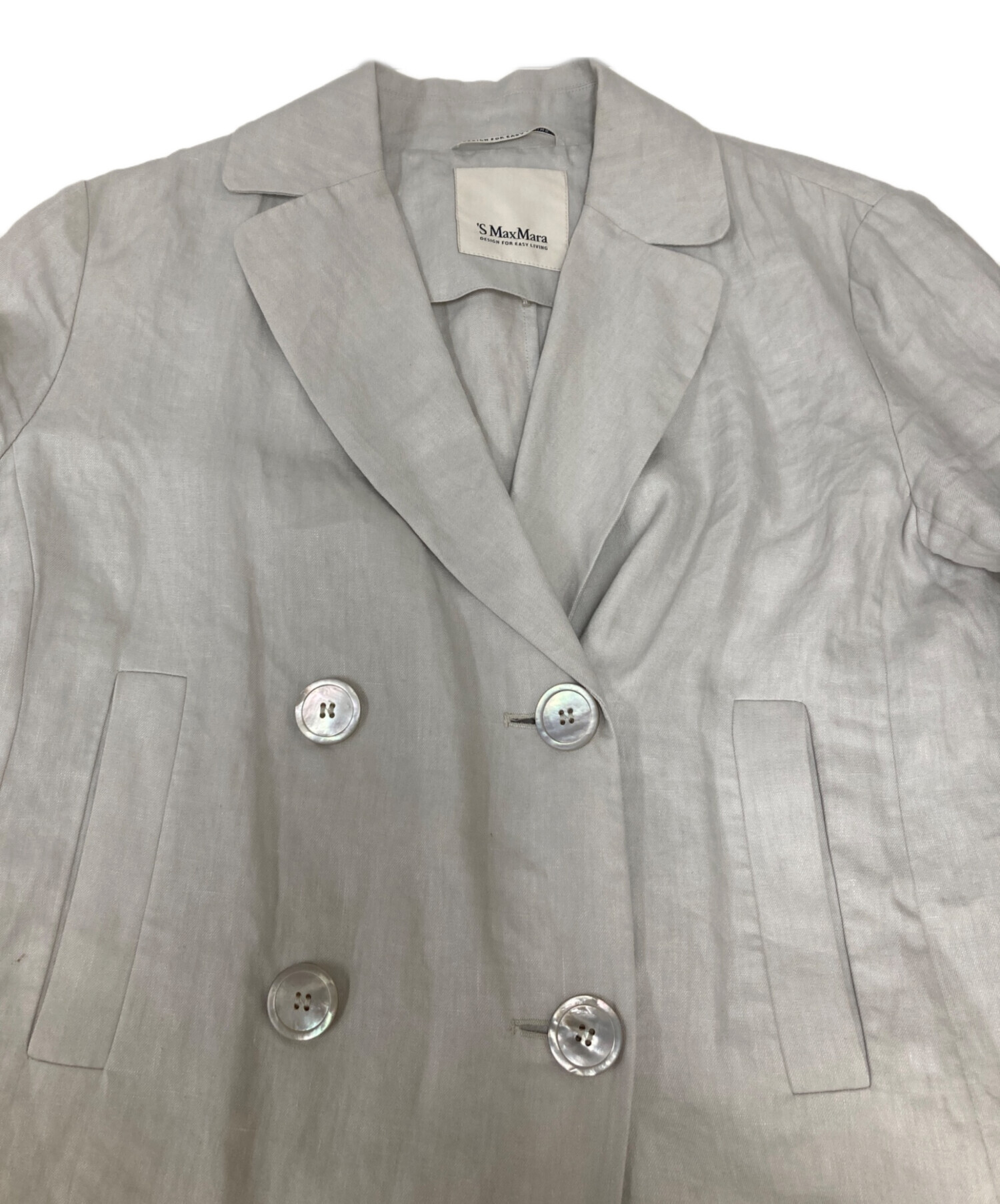 20SS S Max Mara リネンコットン テーラードジャケット 40 中古・古着通販】'S Max Mara (エスマックスマーラ) リネンダブル