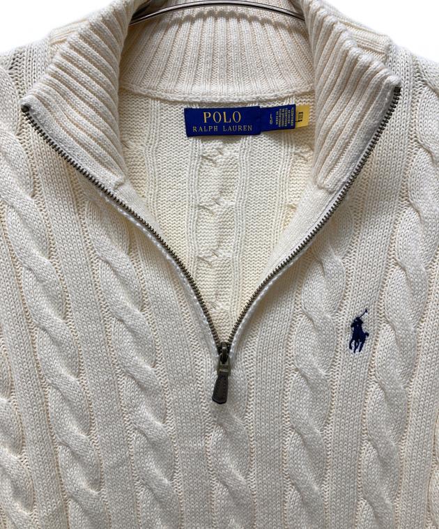 1413 ラルフローレン　現行タグ　ハーフジップ　ケーブルニット　シルク　L 中古・古着通販】POLO RALPH LAUREN (ポロ・ラルフローレン) ハーフ