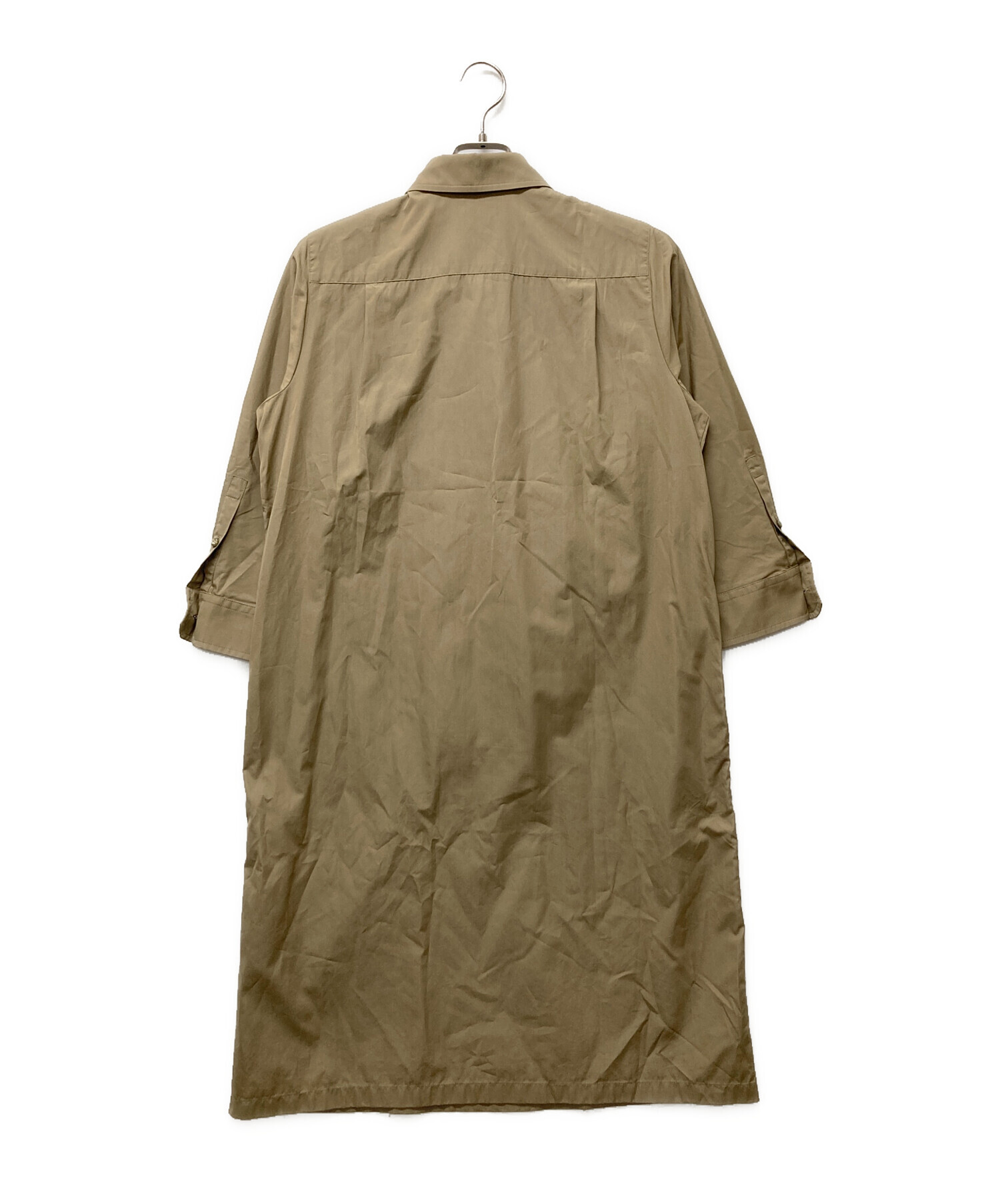 MaxMara フリル付きベージュシャツワンピースとコートの2点セット 中古・古着通販】MaxMara (マックスマーラ) フリルシャツワンピース